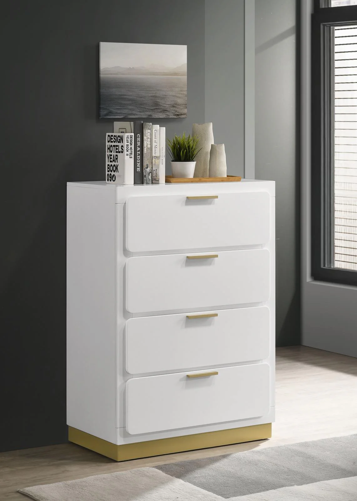 Caraway White 4-drawer Bedroom Chest