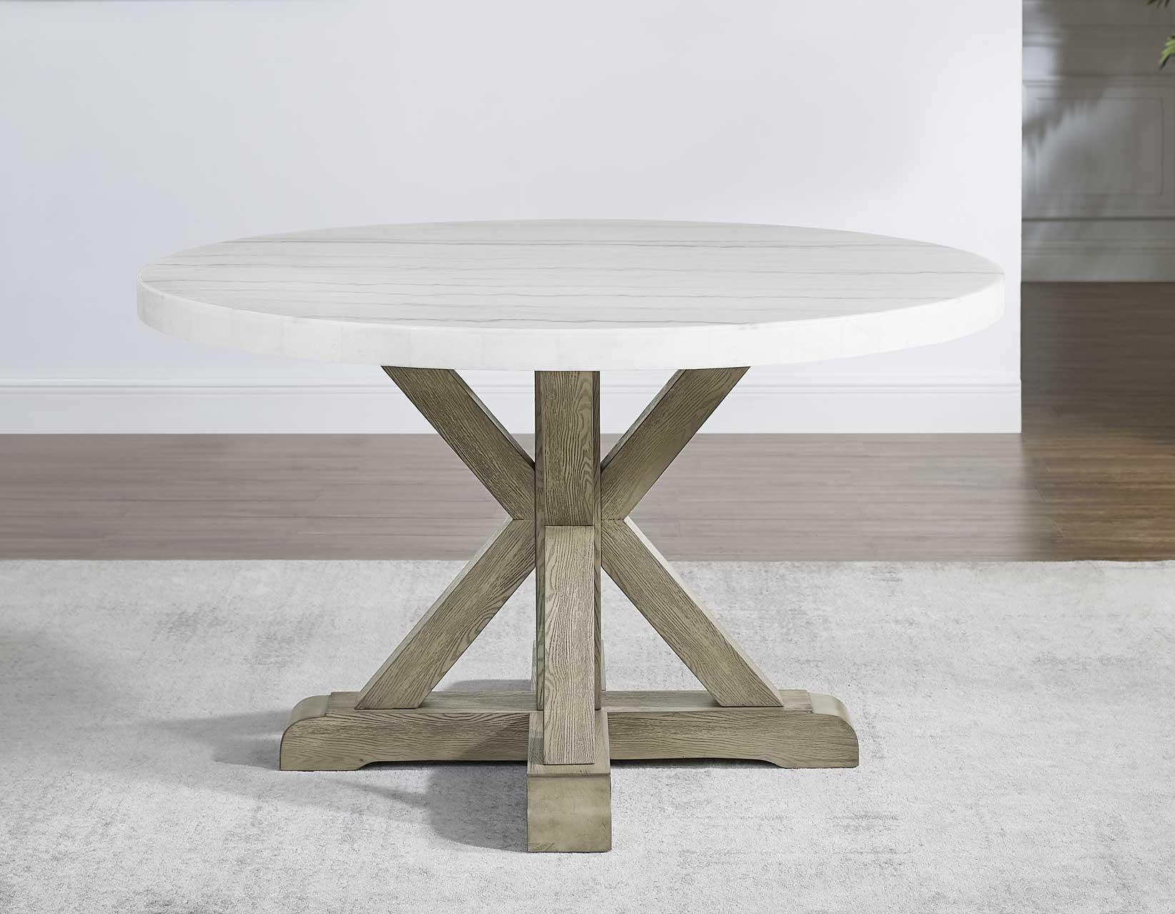 Carena 52-inch Round White Marble Top Table - Image 5