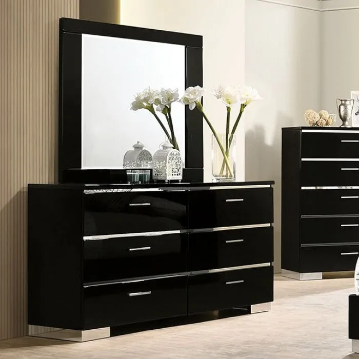 Carlie Black Chrome 4-Piece Queen Bedroom Set - Image 4