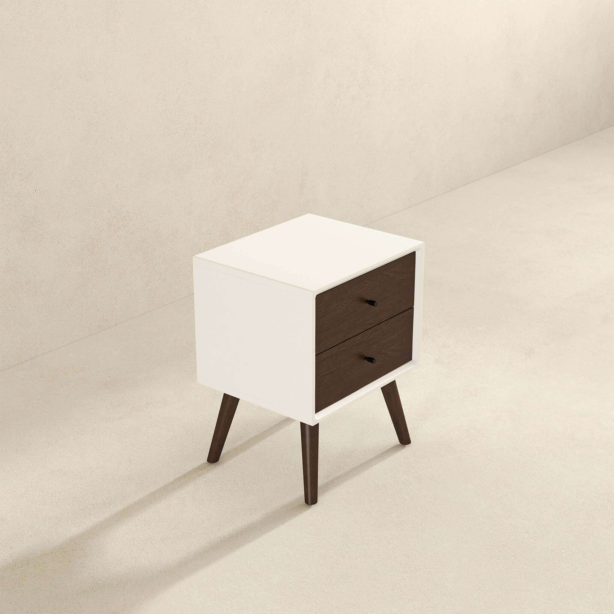 Caroline Mid Century Modern Style White Night Stand 2-Drawer - Image 4
