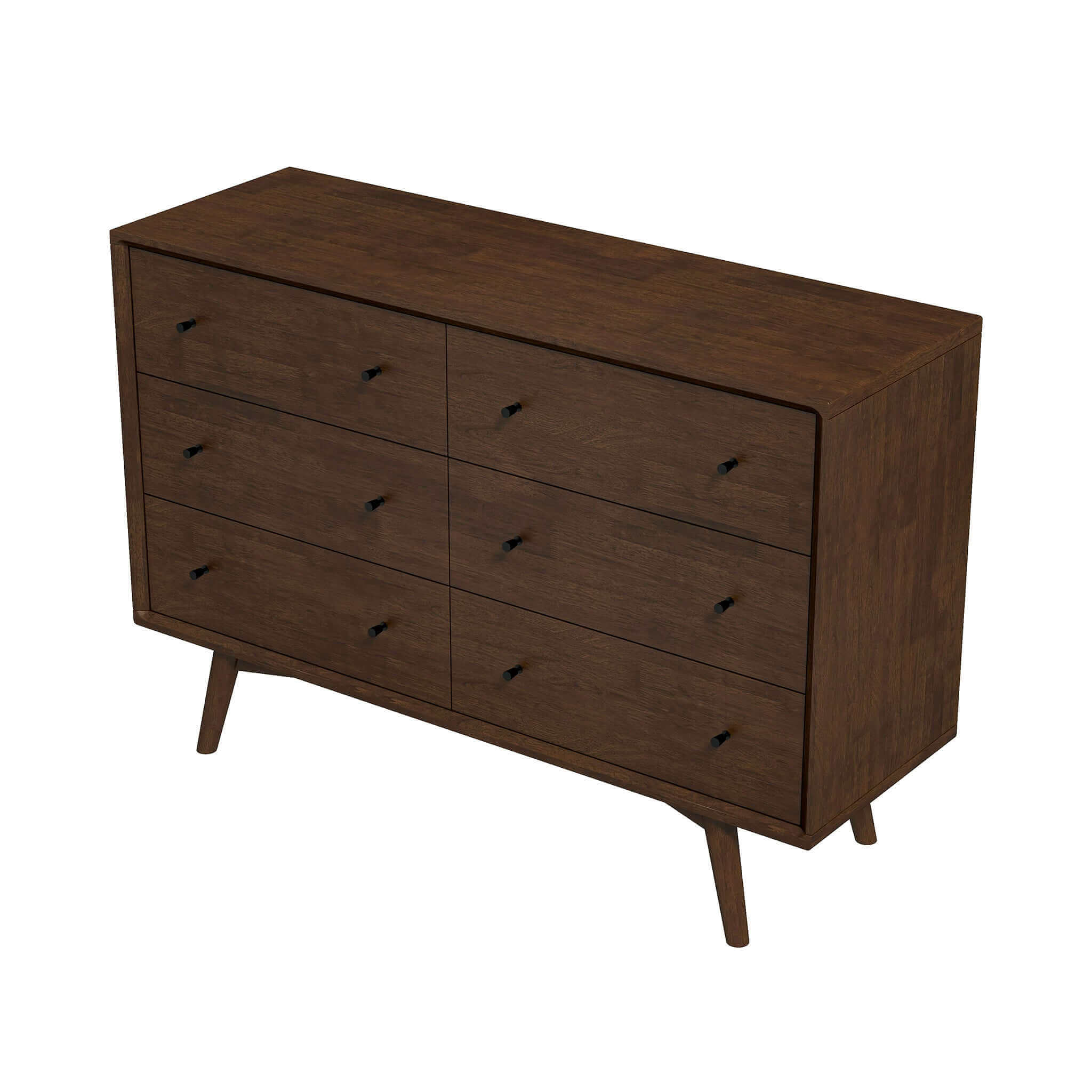 Caroline Mid Century Modern Walnut Dresser 6 Drawer - Image 6