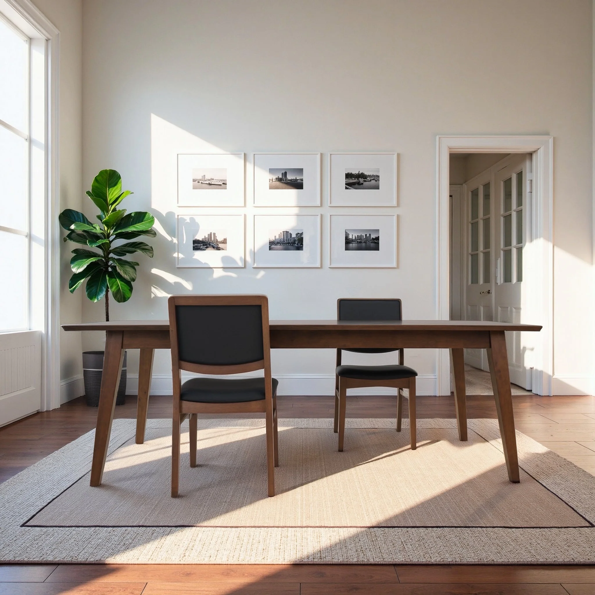Cary Walnut Finished Solid Wood and Easy Clean Vegan Leather Upholstered Dining Chairs (Set of 2) - Image 5