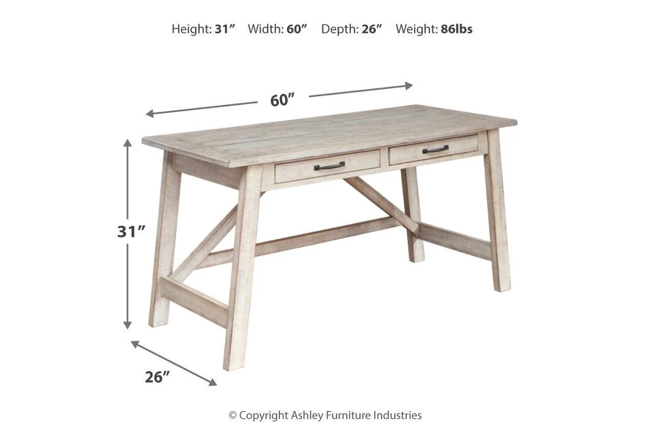 Carynhurst Whitewash 60" Home Office Desk - Image 8