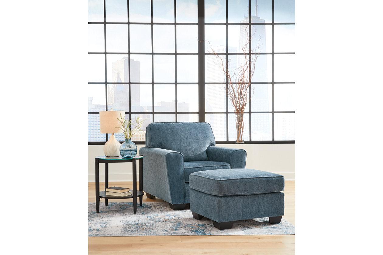 Cashton Blue Chair and Ottoman - Image 15