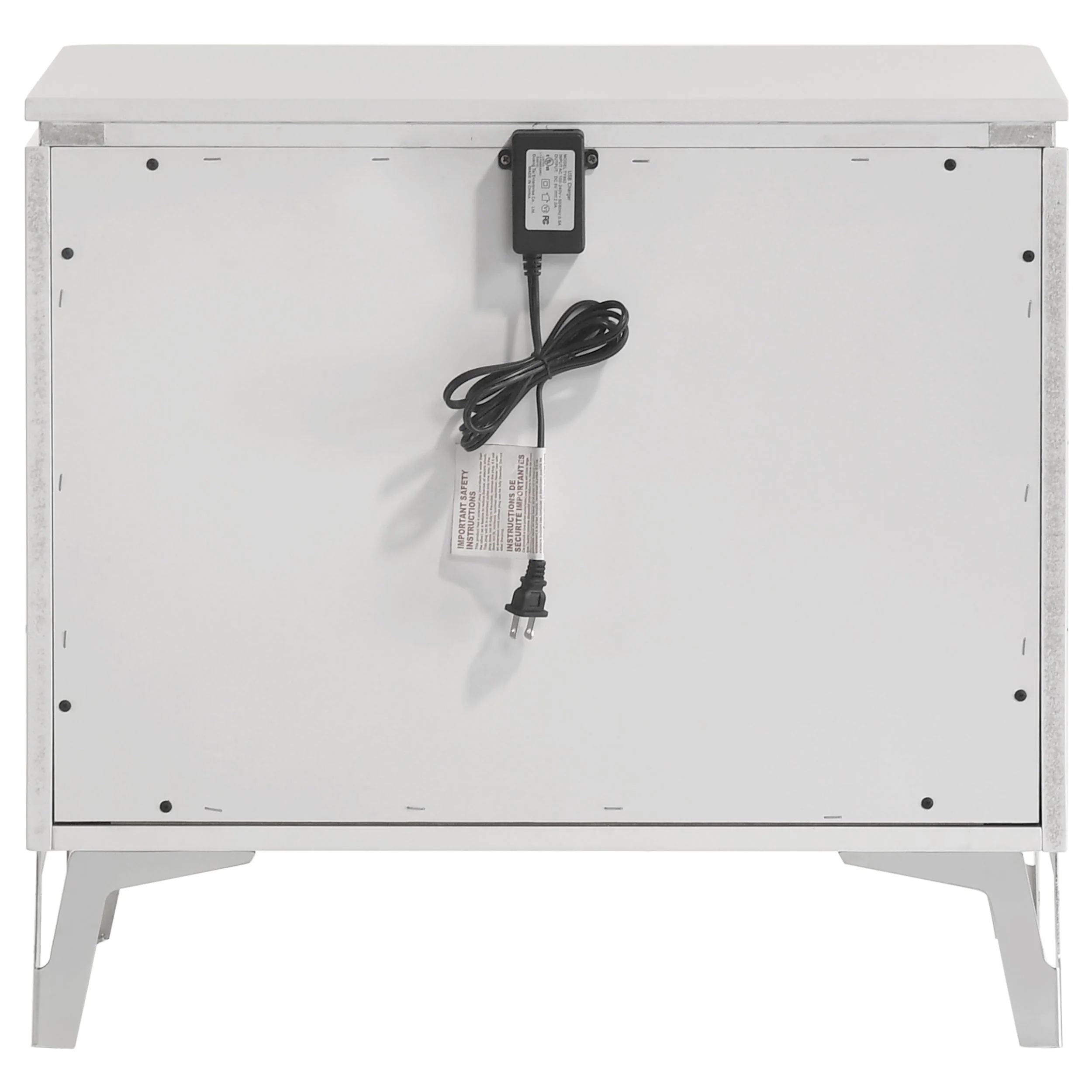 Cassia White High Gloss 2-drawer Nightstand Bedside Table - Image 5