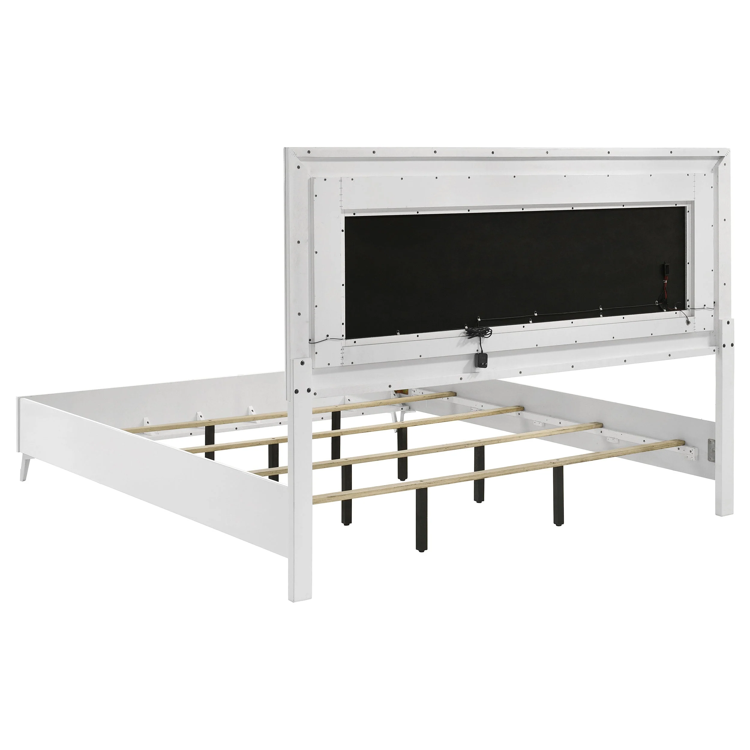 Cassia White High Gloss 4-piece Eastern King LED Bedroom Set - Image 4