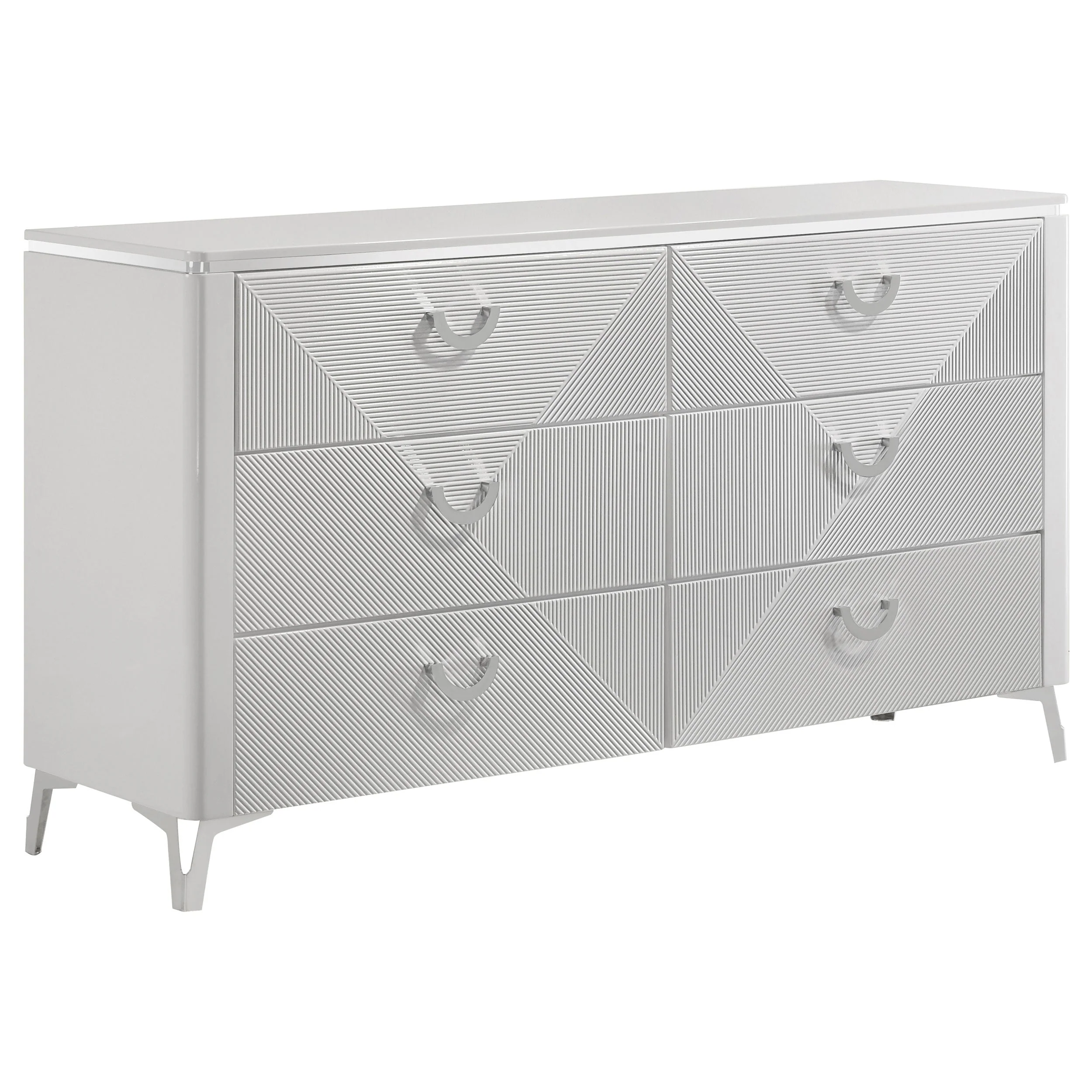 Cassia White High Gloss 6-drawer Bedroom Dresser Cabinet - Image 2