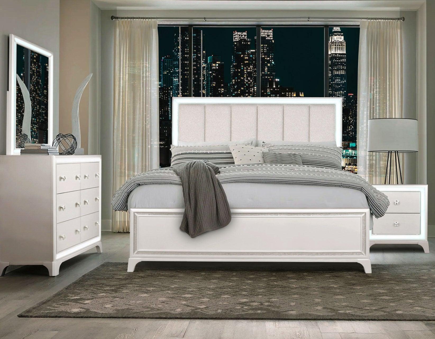 Cassie Illuminating 4-Piece Glam King Bedroom Set - Image 29