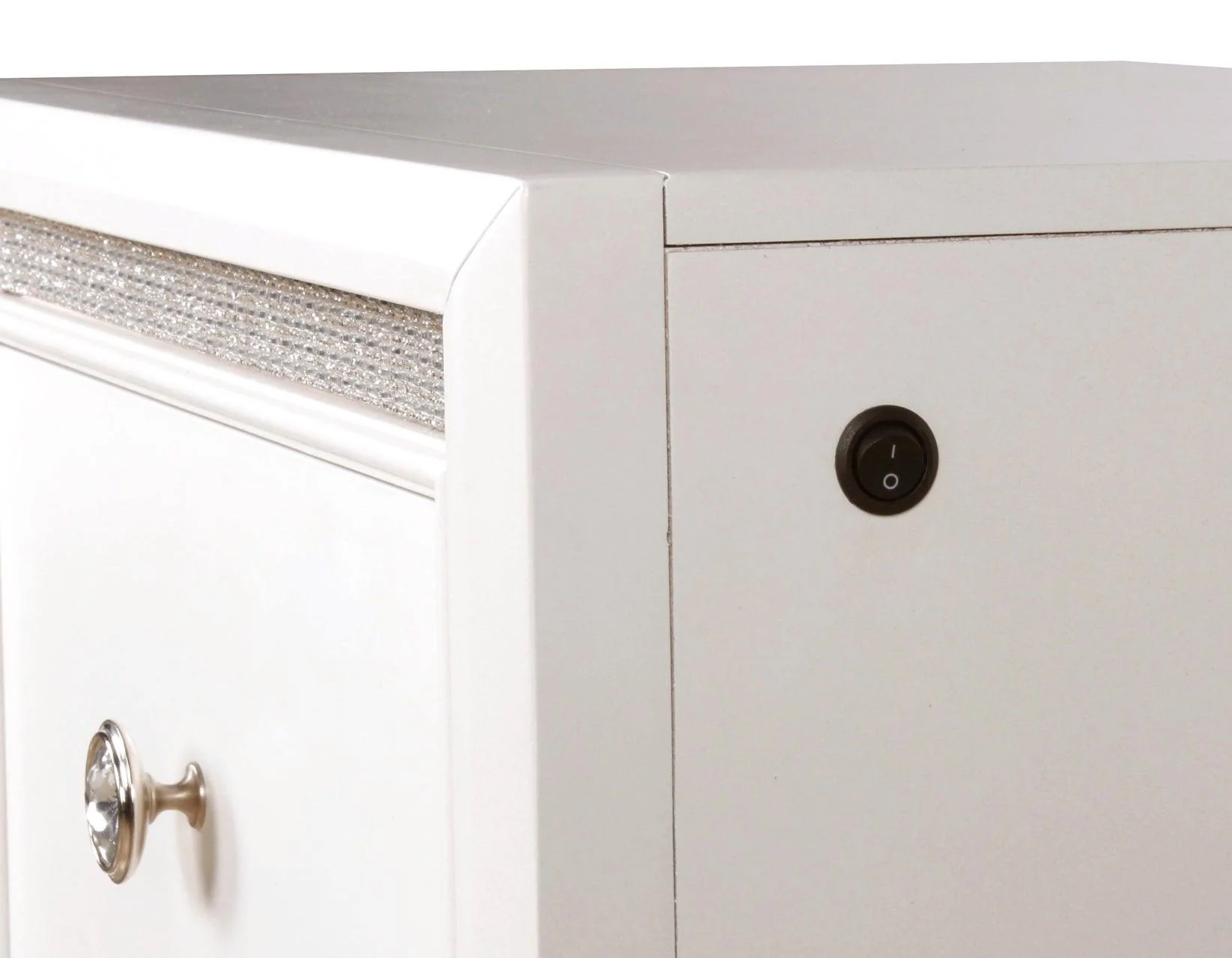 Cassie Illuminating Glam Nightstand, Shimmering Pearl Finish - Image 10