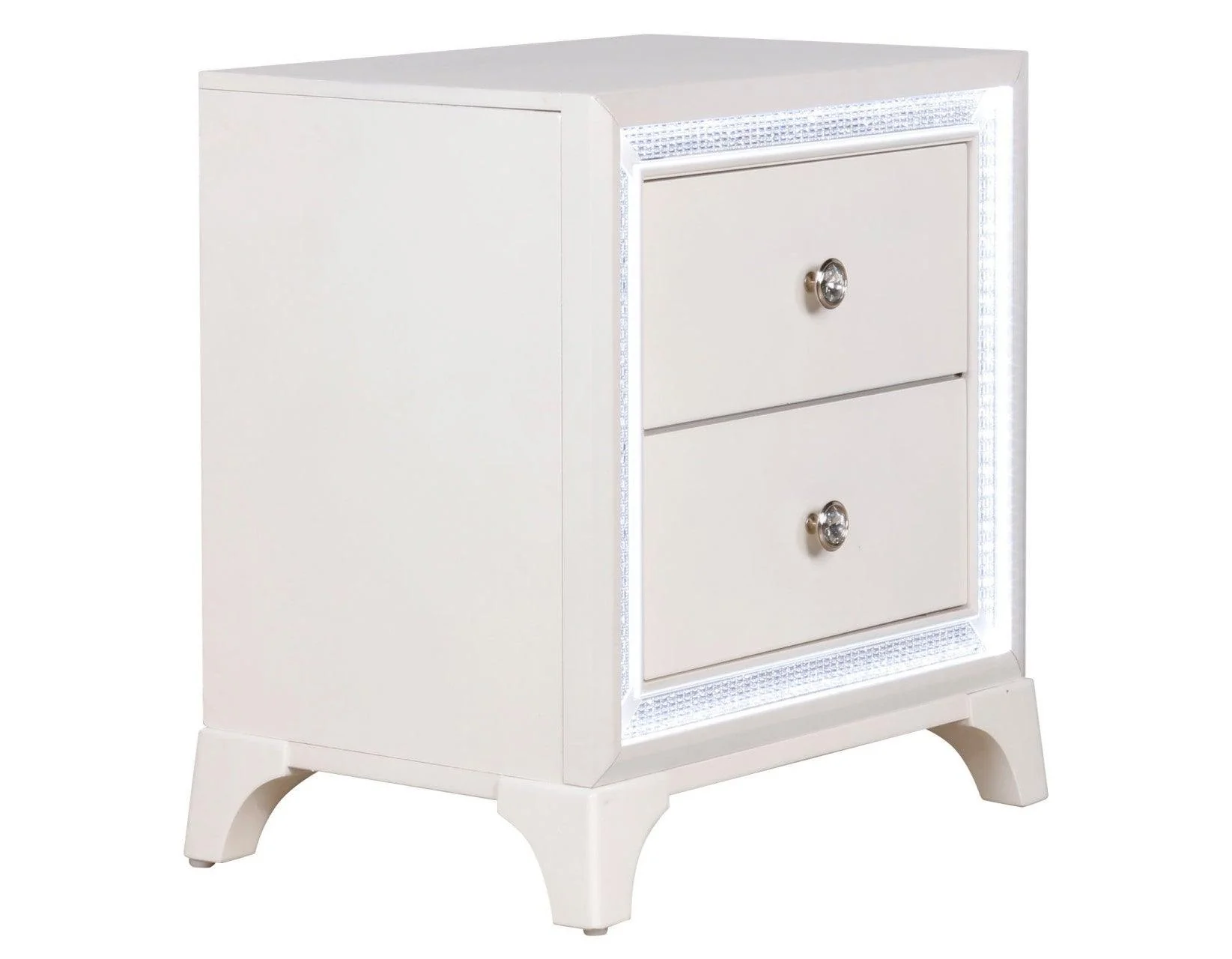 Cassie Illuminating Glam Nightstand, Shimmering Pearl Finish - Image 6