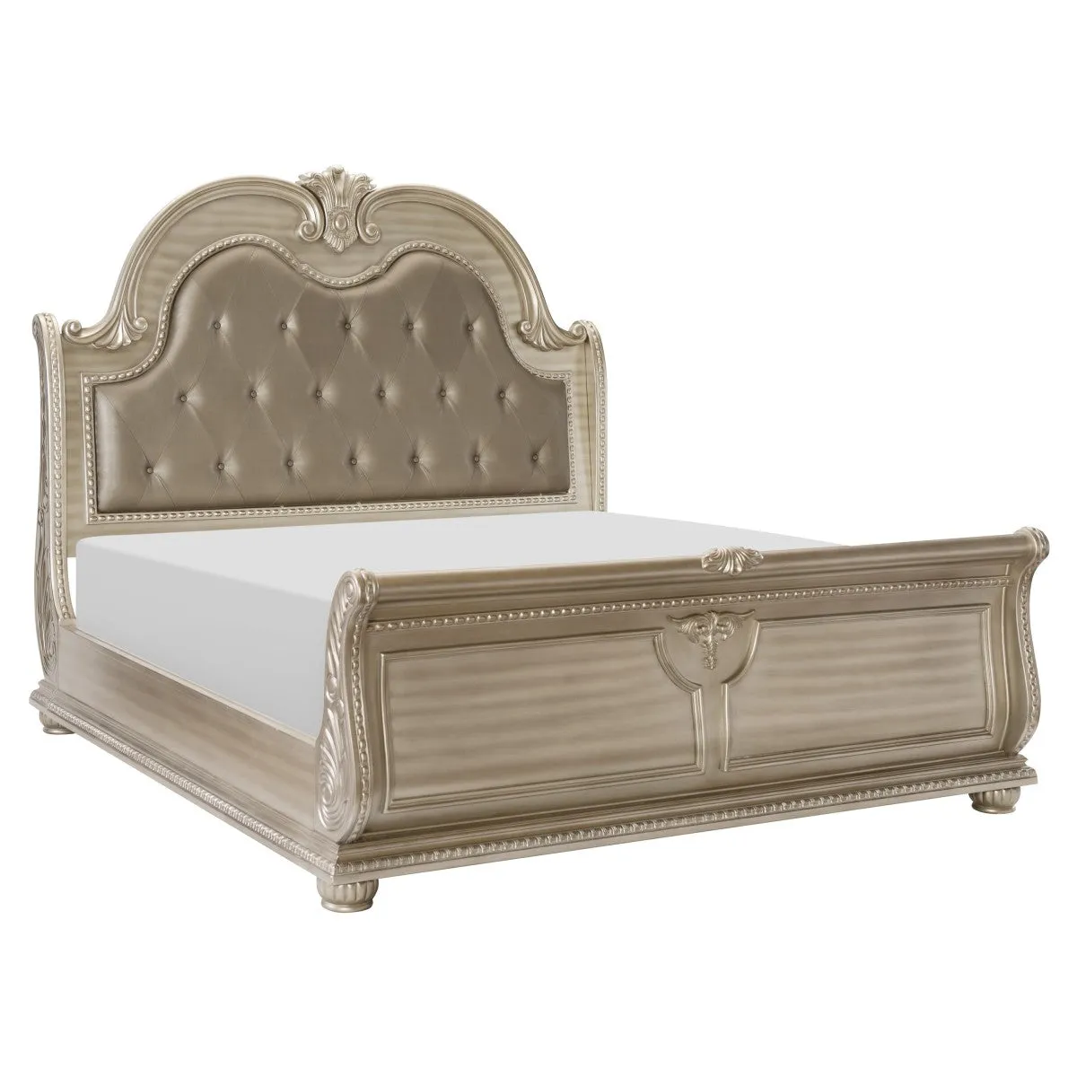 Cavalier Silver Upholstered Sleigh Bedroom Set - Image 2