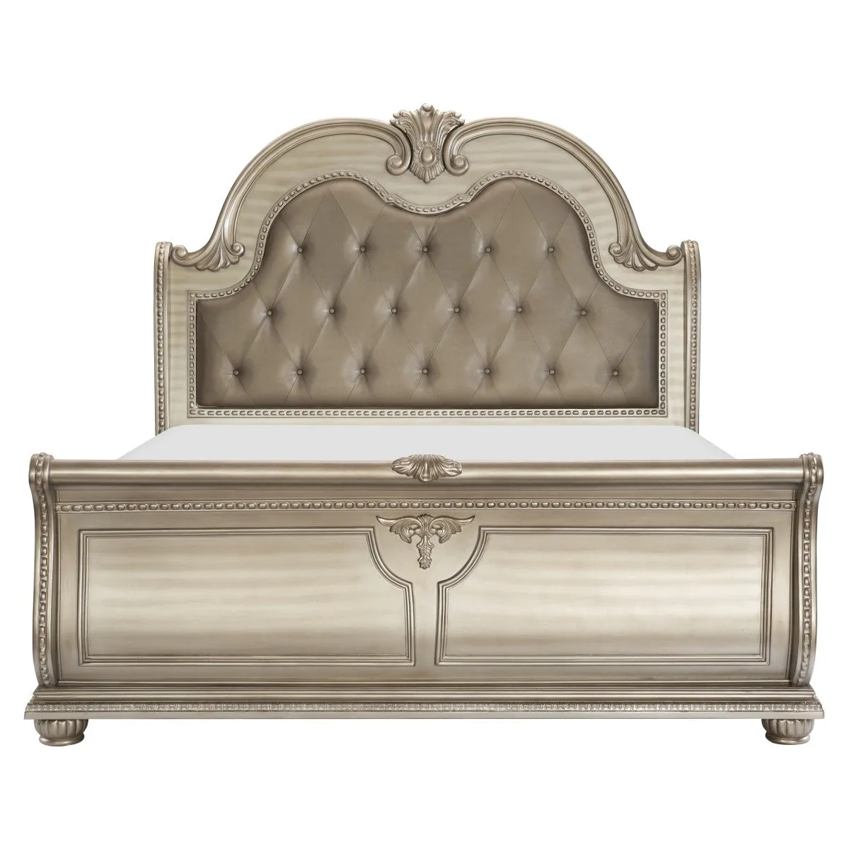 Cavalier Silver Upholstered Sleigh Bedroom Set - Image 4