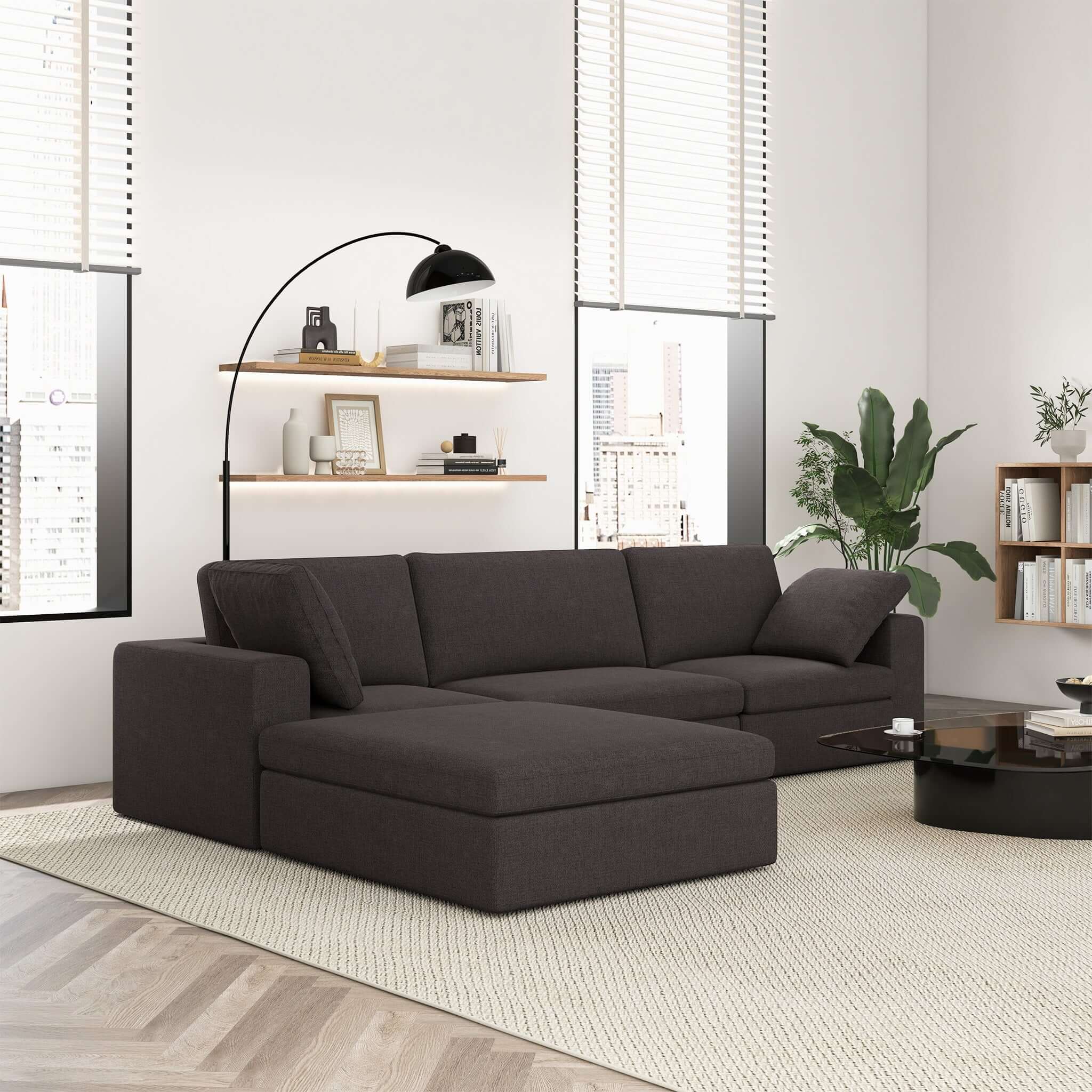 Cecilia Modular Corner Sectional Modern Fabric Sofa Dark Gray - Image 2