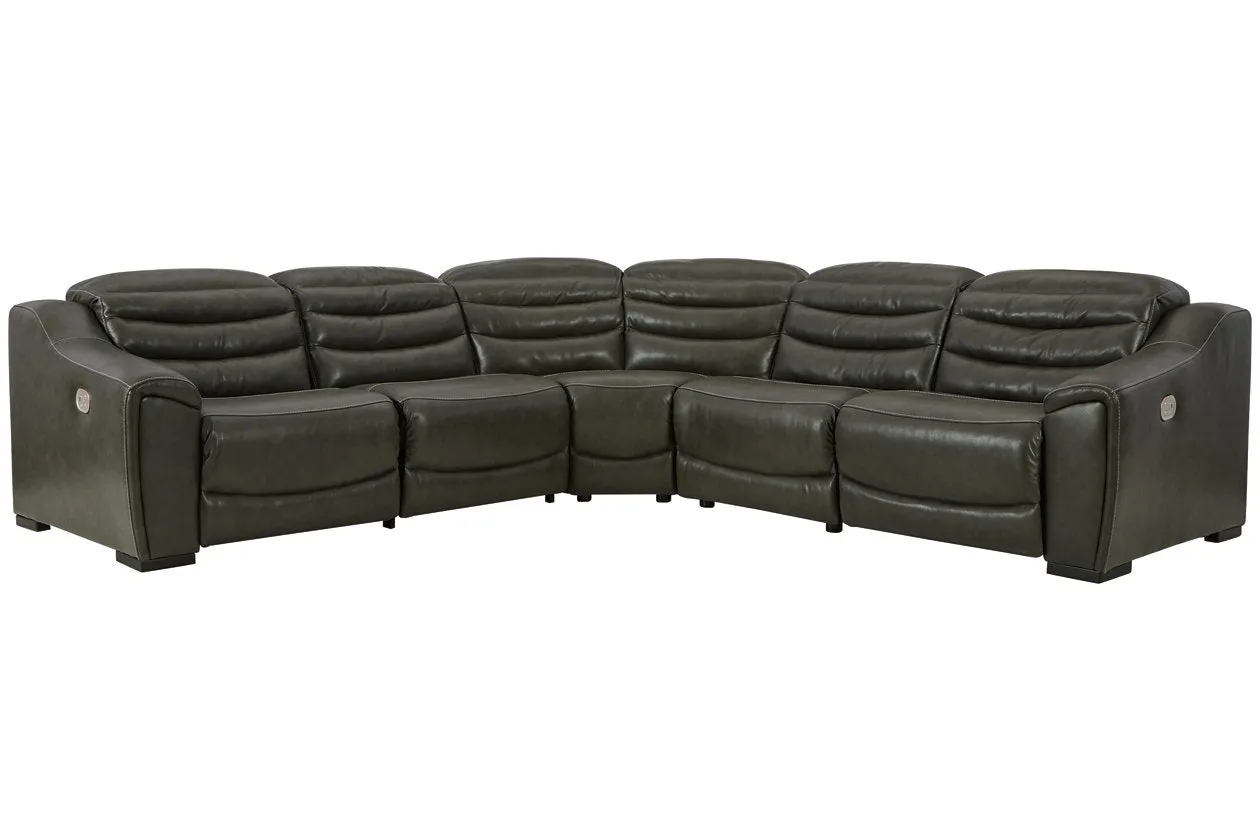 Center Line Dark Gray 5-Piece Power Reclining Sectional with Adjustable Headrest - Image 5