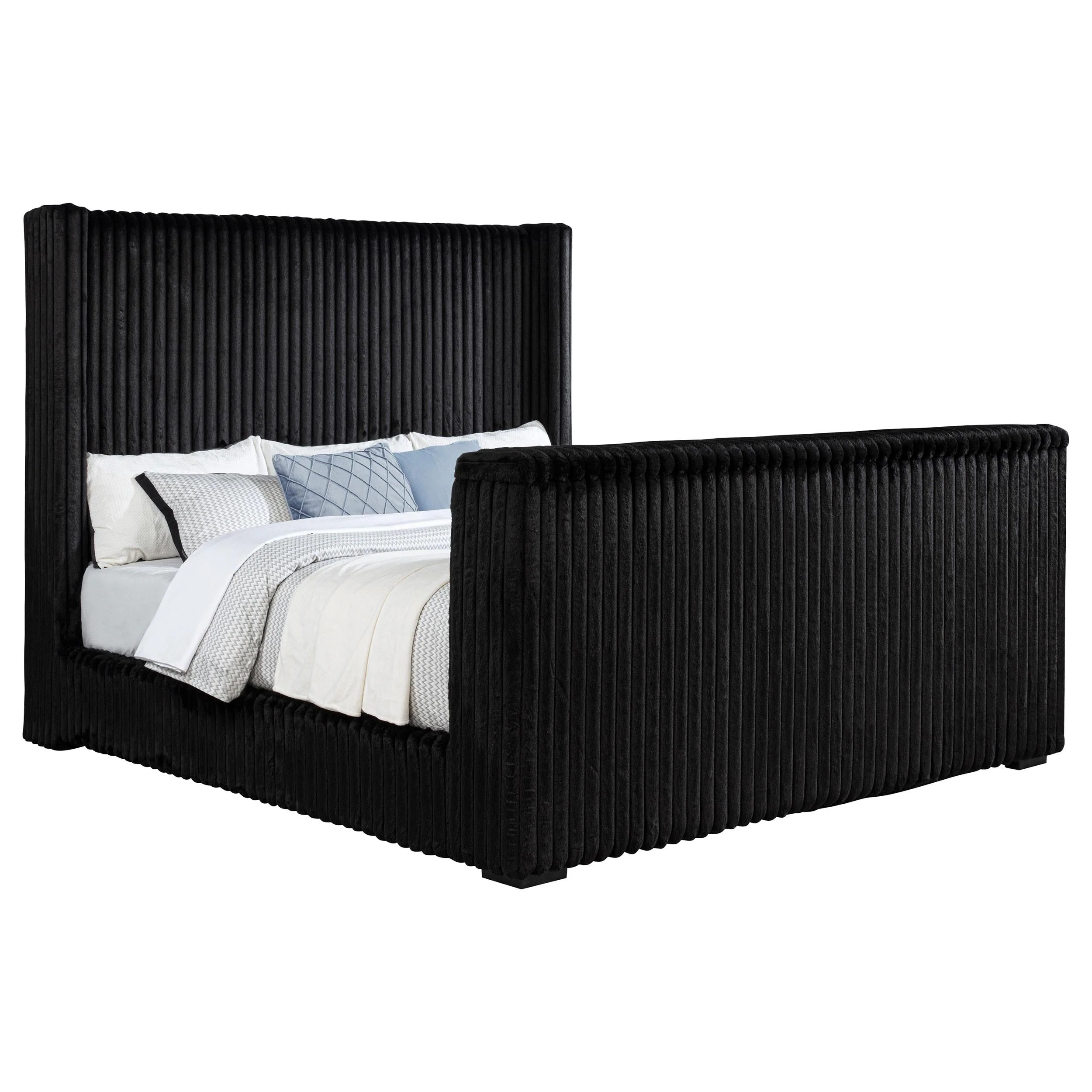 Centergrove Black Upholstered California King Wingback TV Bed - Image 2