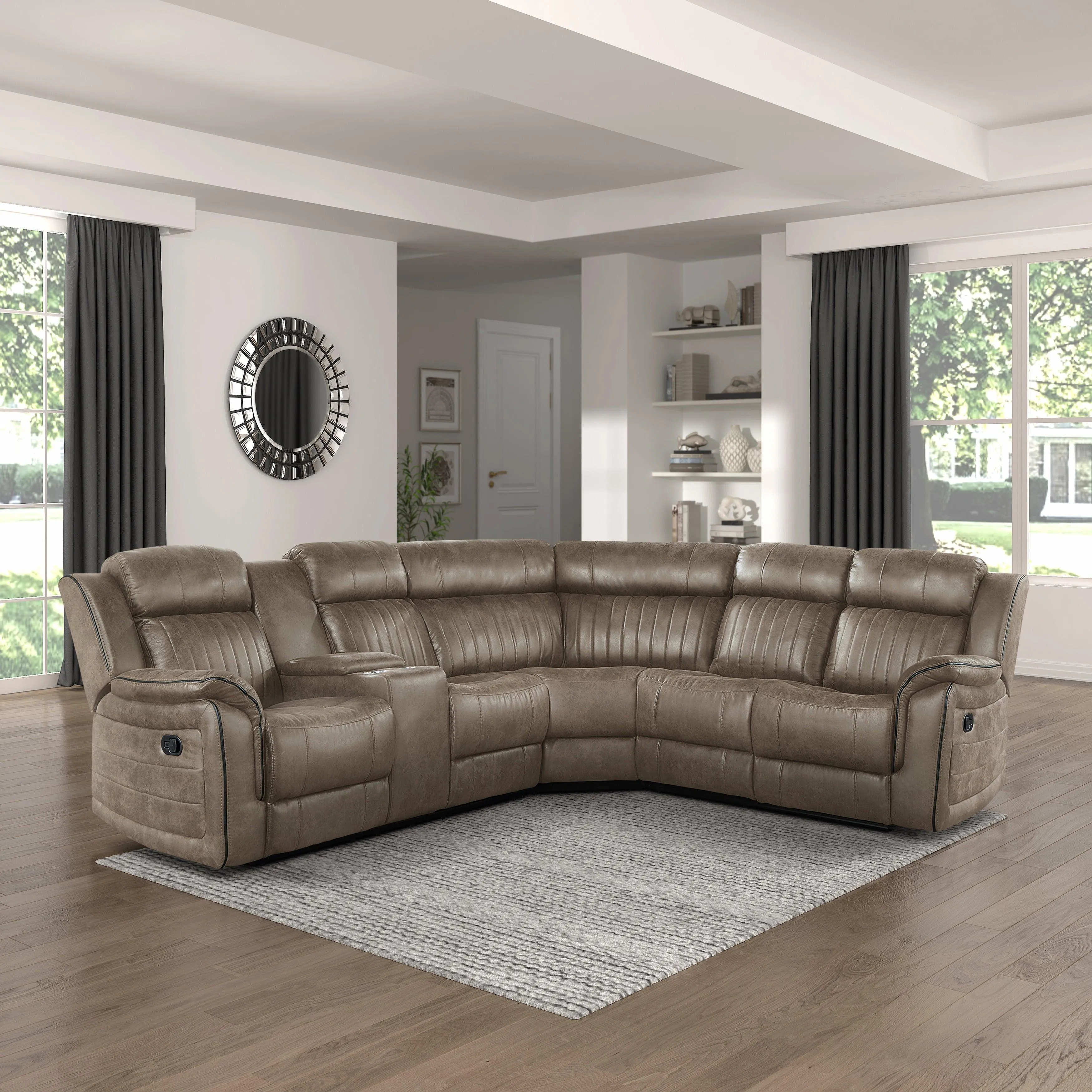 Centeroak Sandy Brown Reclining Sectional - Image 2