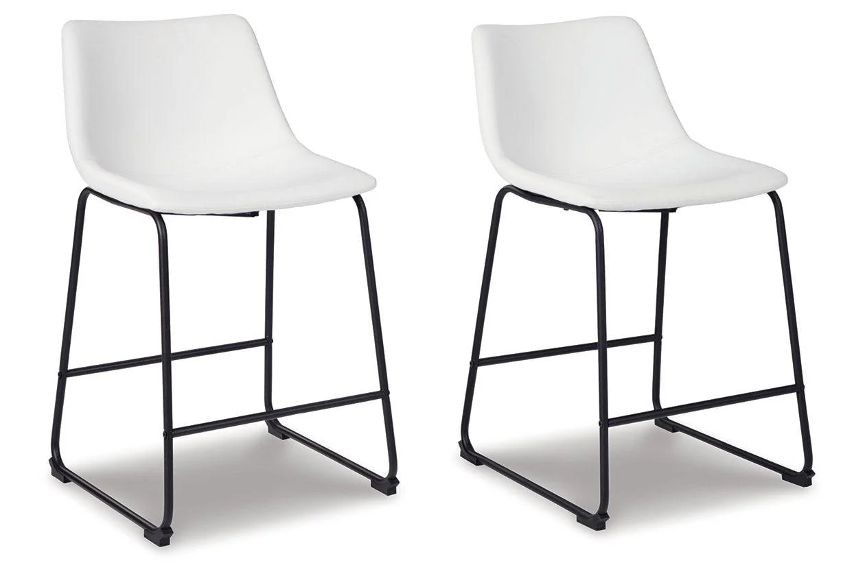 Centiar White Counter Height Barstool, Set of 2
