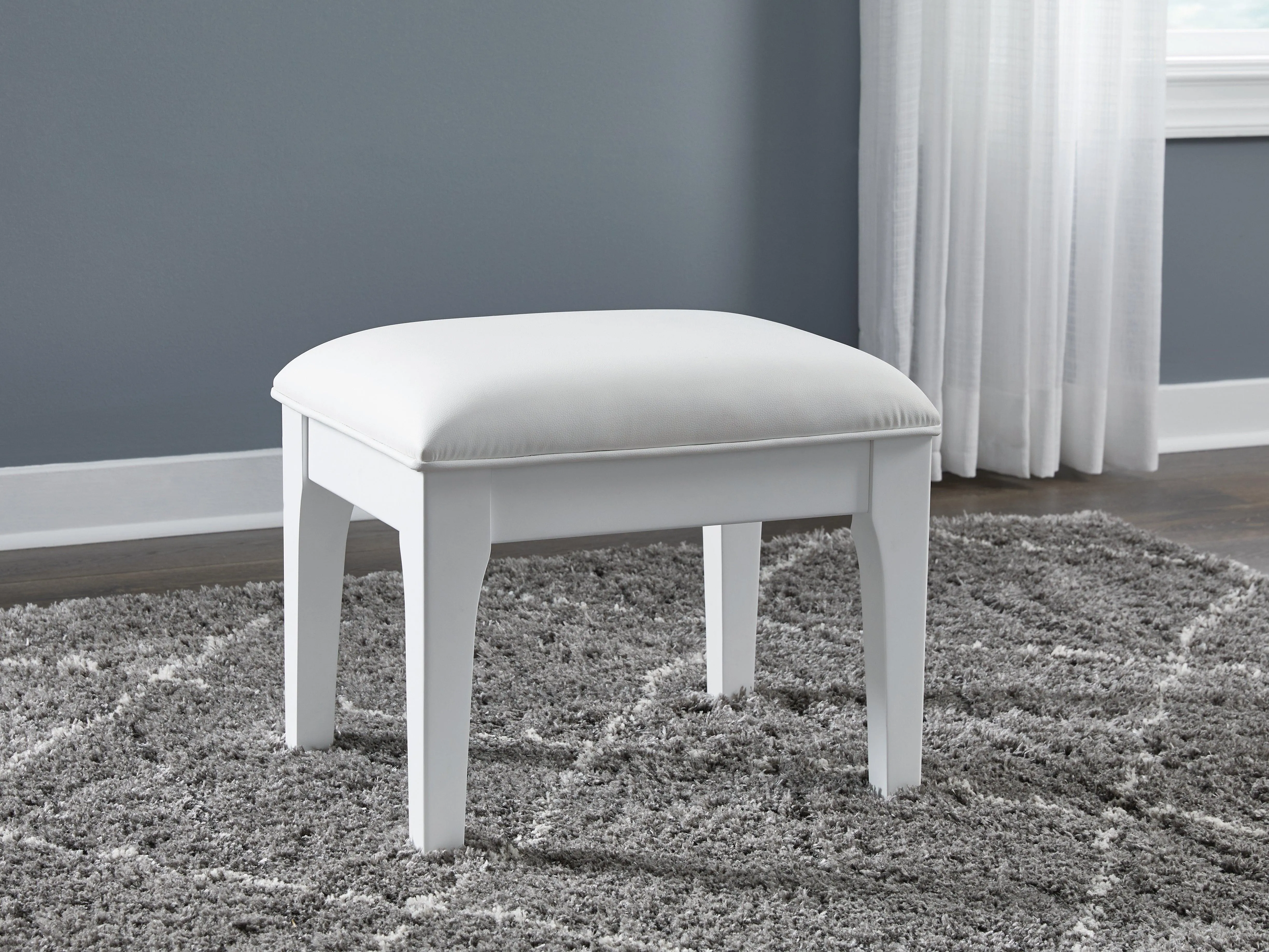 Chalanna White Vanity, Mirror and Stool - Image 5