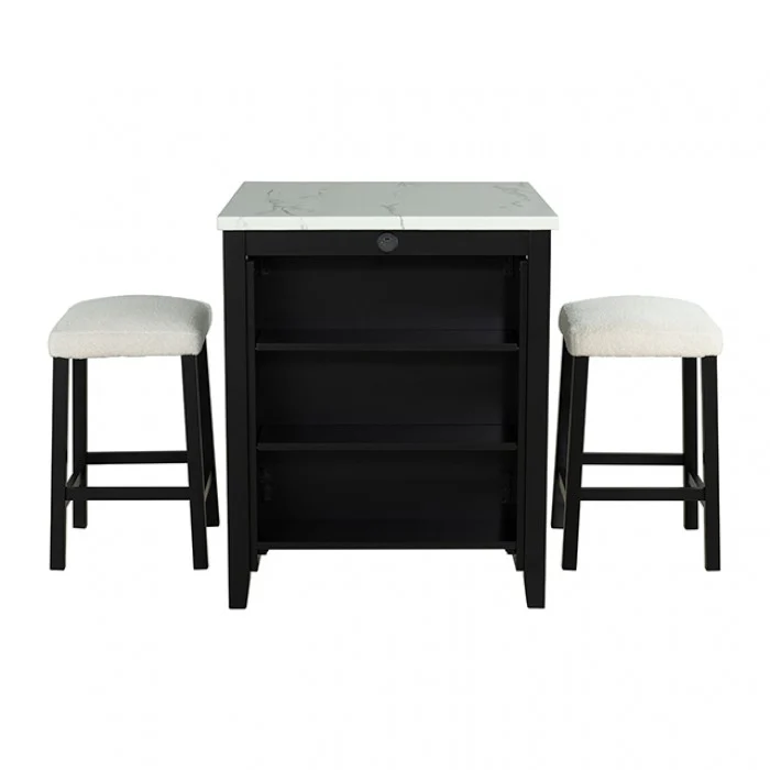 Chalcedony Black/White/Ivory 3-Piece Dining Room Set - Image 2