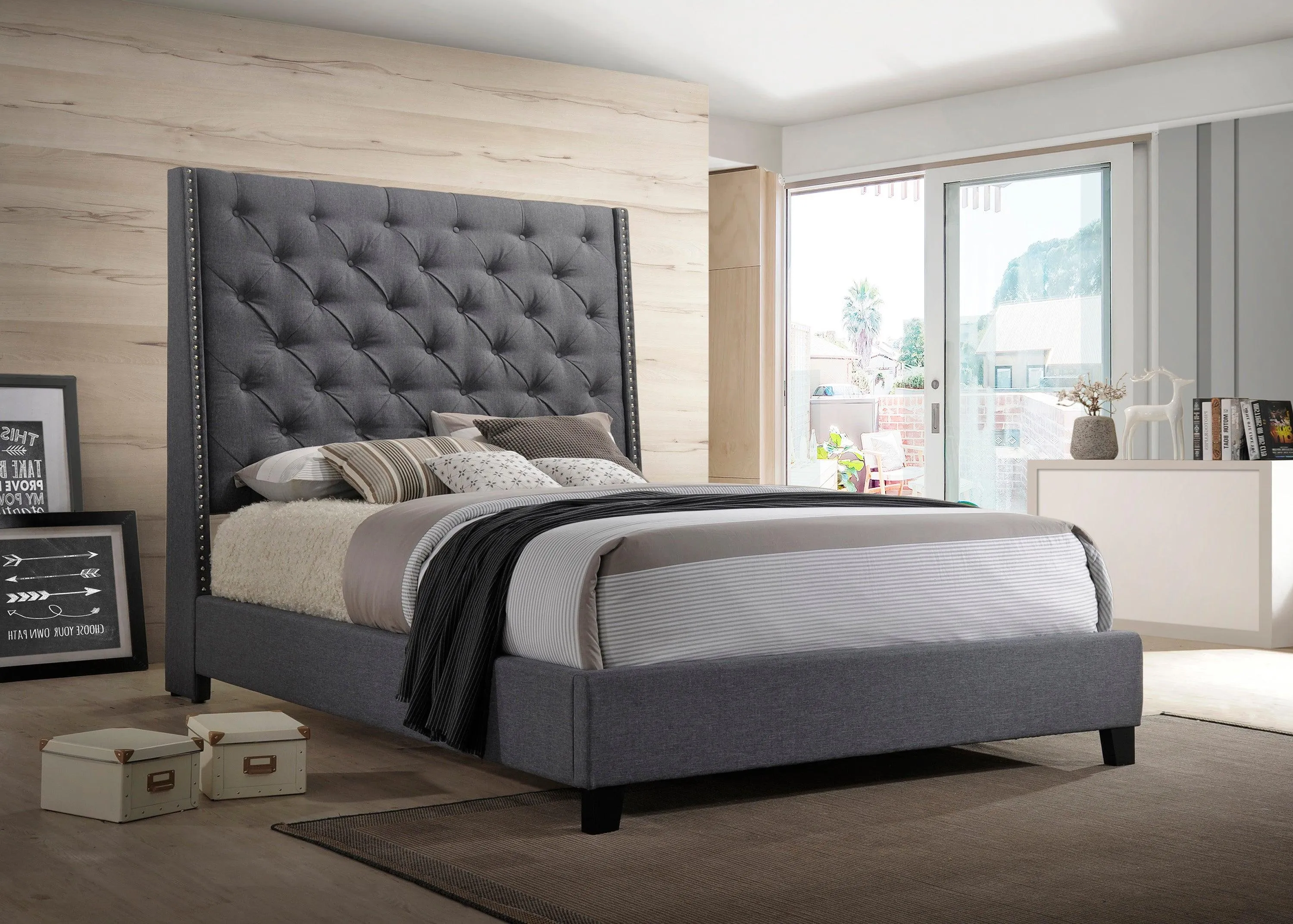 Chantilly Gray King Upholstered Bed - Image 2