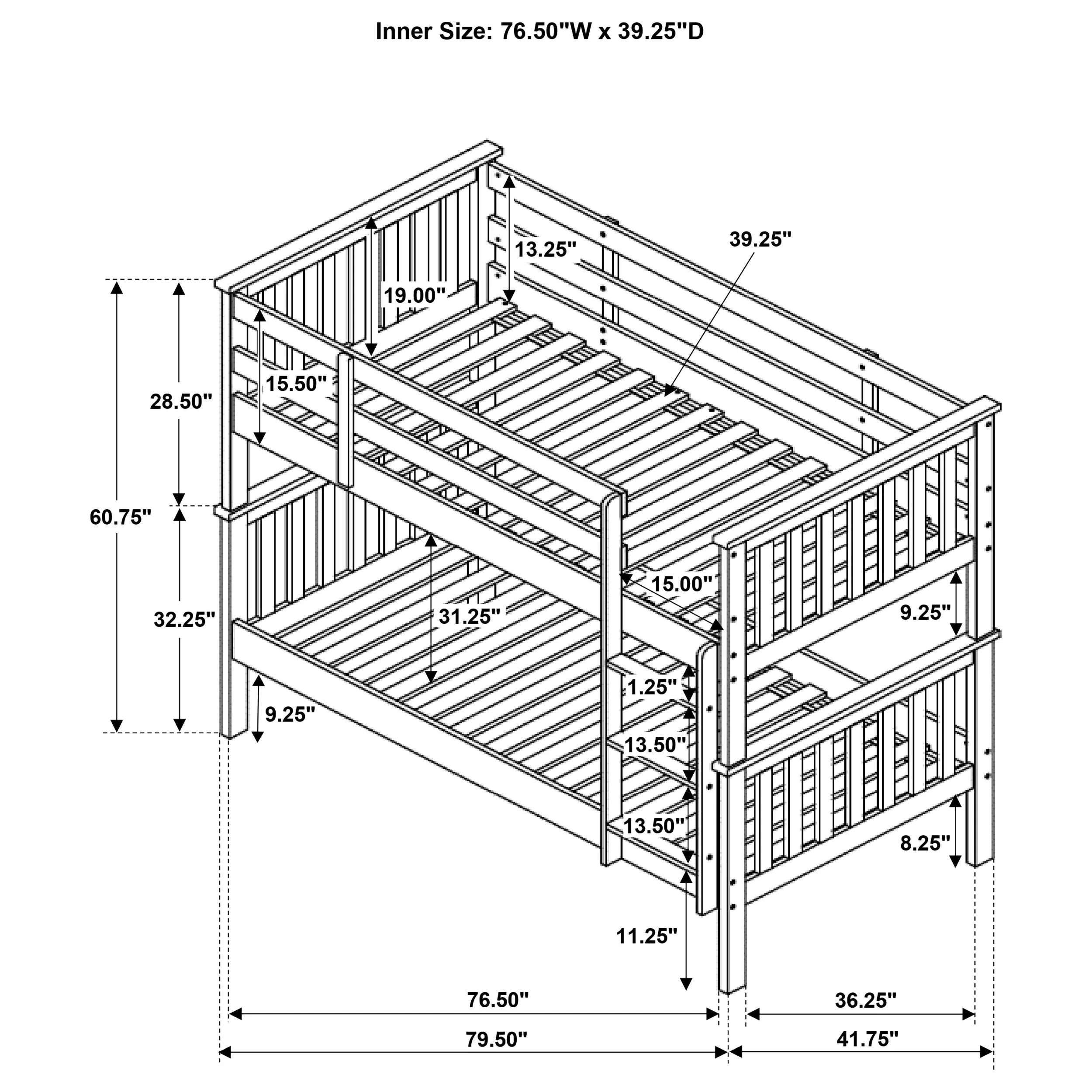 Chapman White Wood Twin over Twin Bunk Bed - Image 6