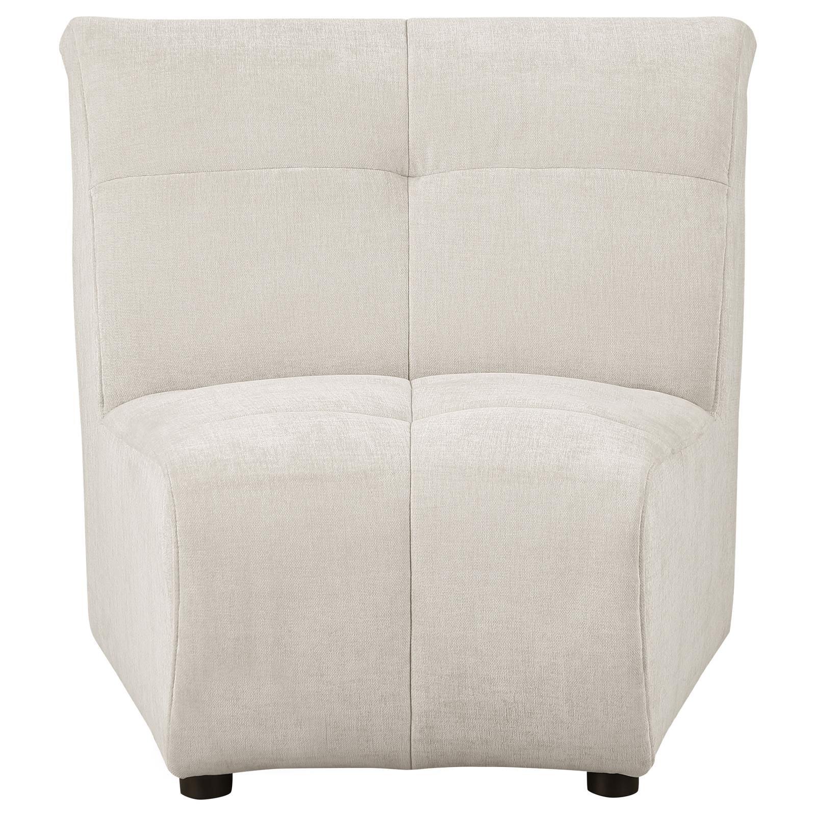 Charlotte Ivory Upholstered Curved Armless Chair - Image 2