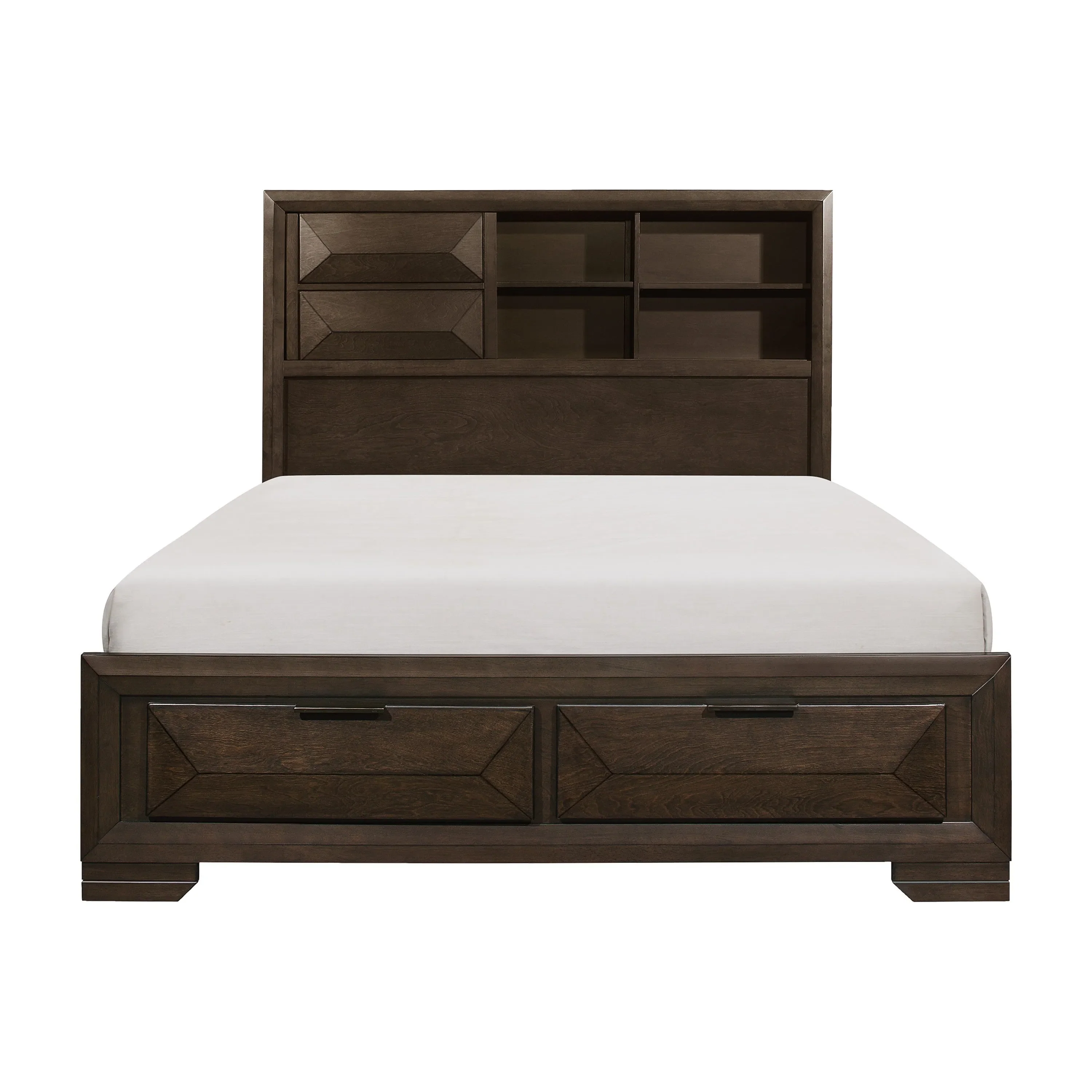 Chesky Warm Espresso King Bookcase Storage Platform Bed - Image 3
