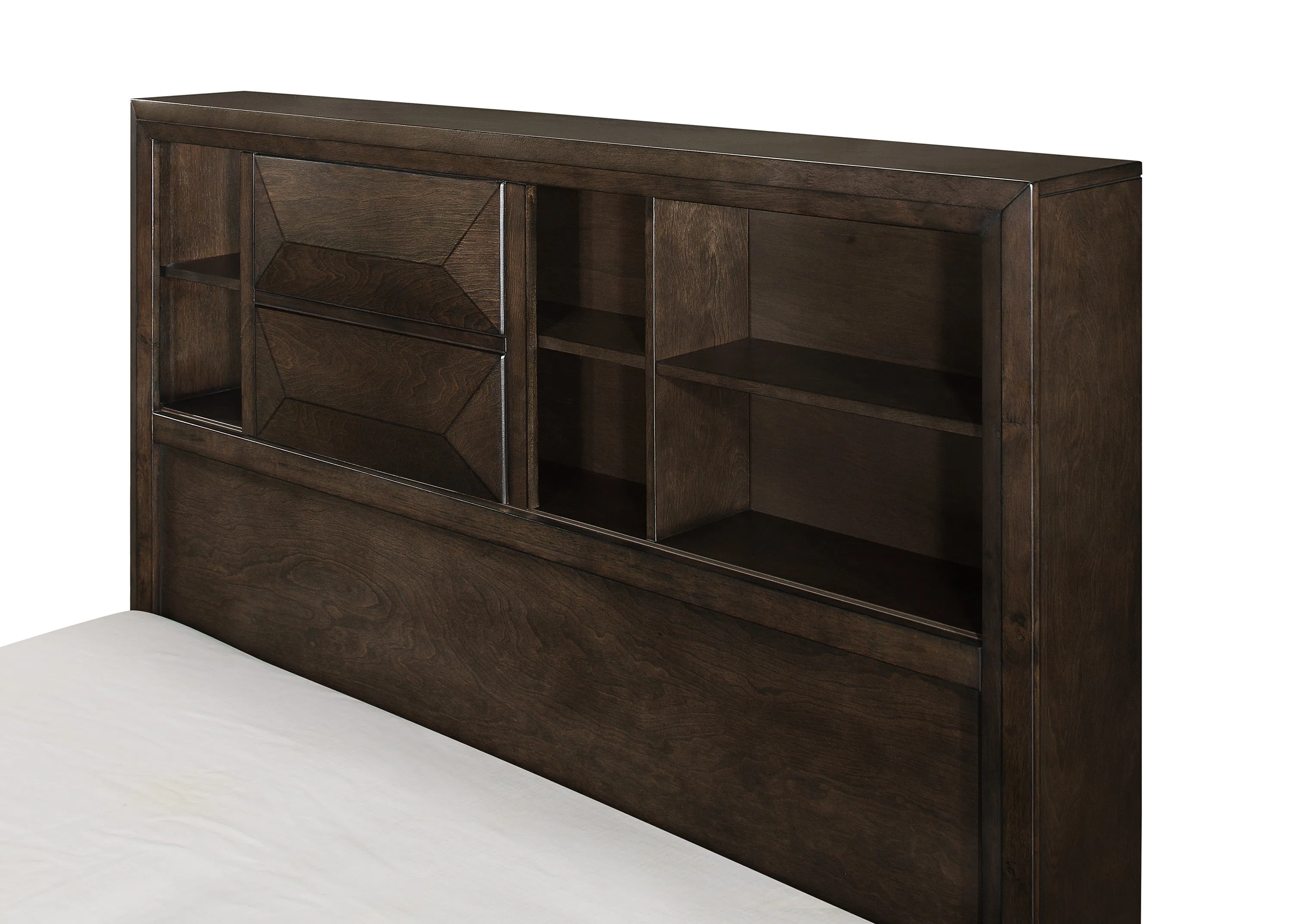 Chesky Warm Espresso King Bookcase Storage Platform Bed - Image 4