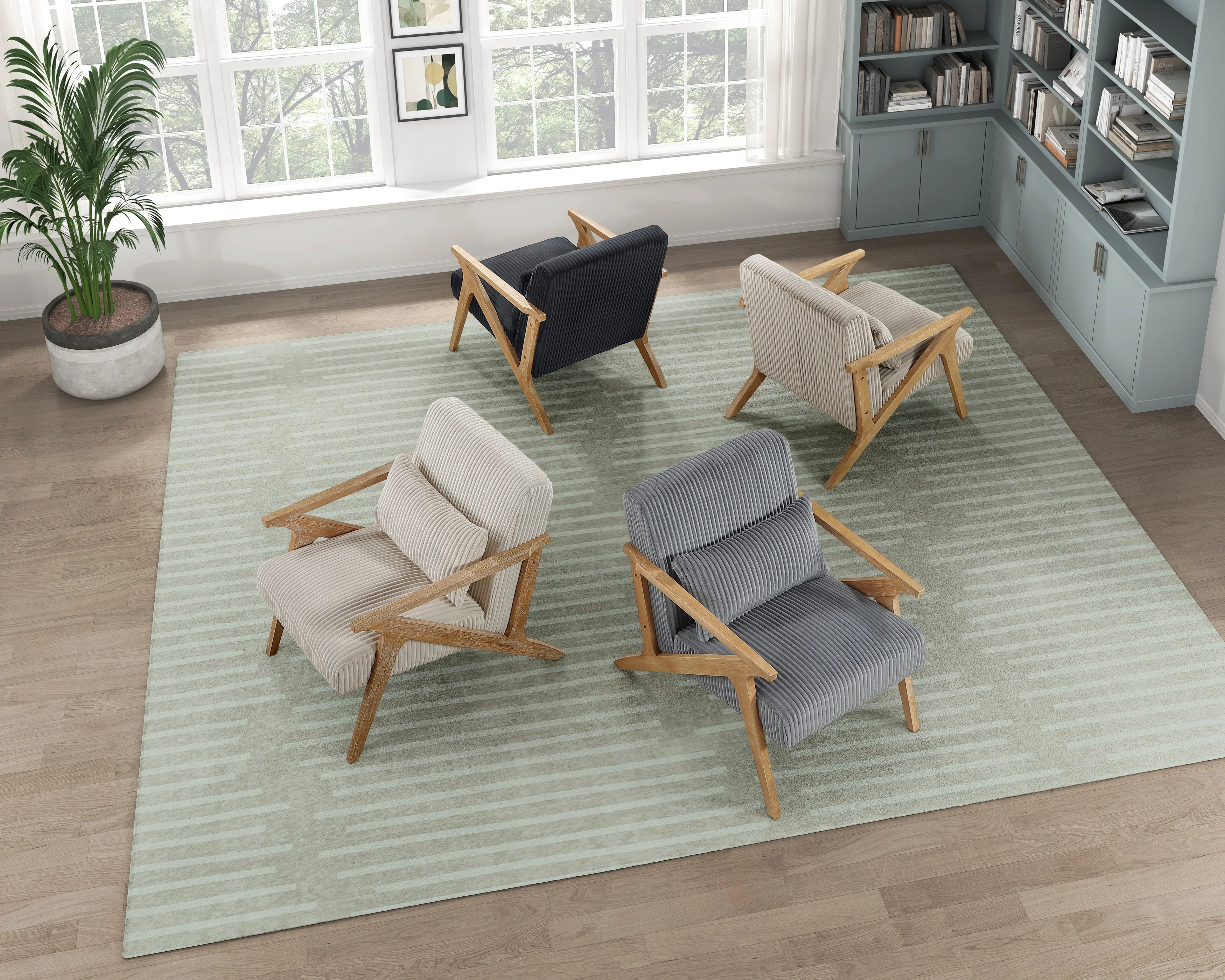 Chevron Beige Accent Chair - Image 9