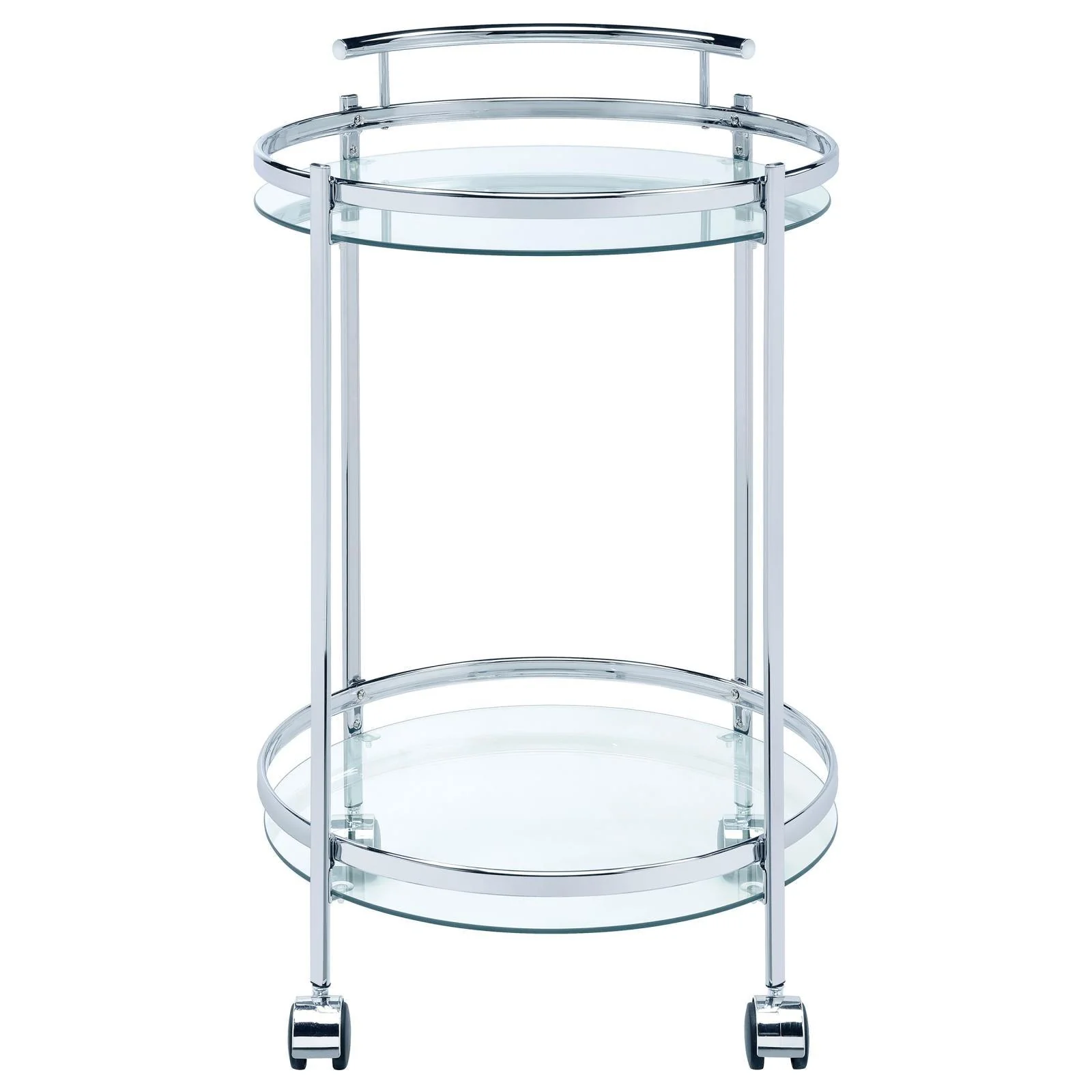 Chrissy Chrome Round Glass Bar Cart - Image 3