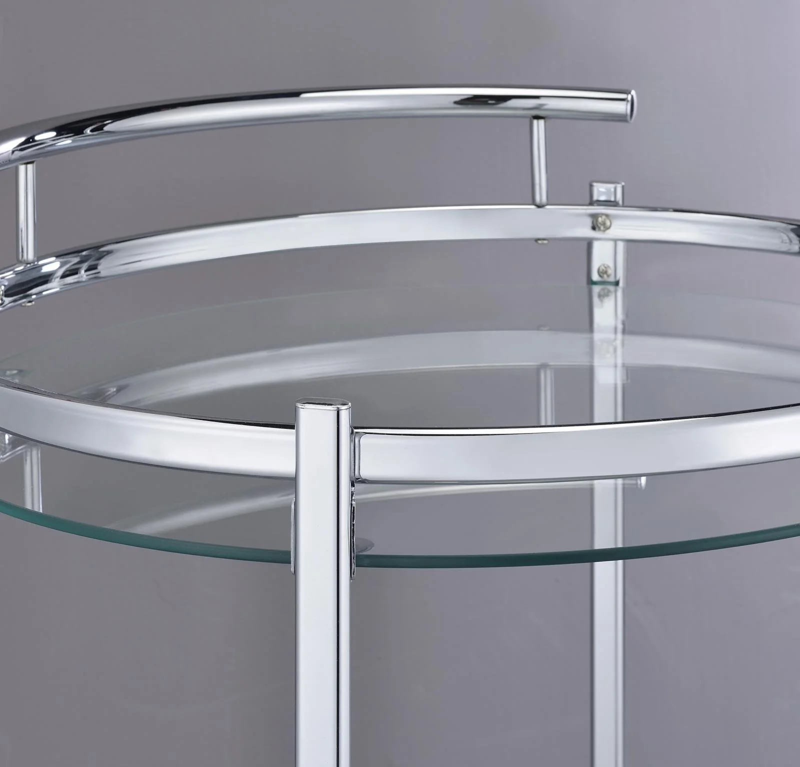 Chrissy Chrome Round Glass Bar Cart - Image 7