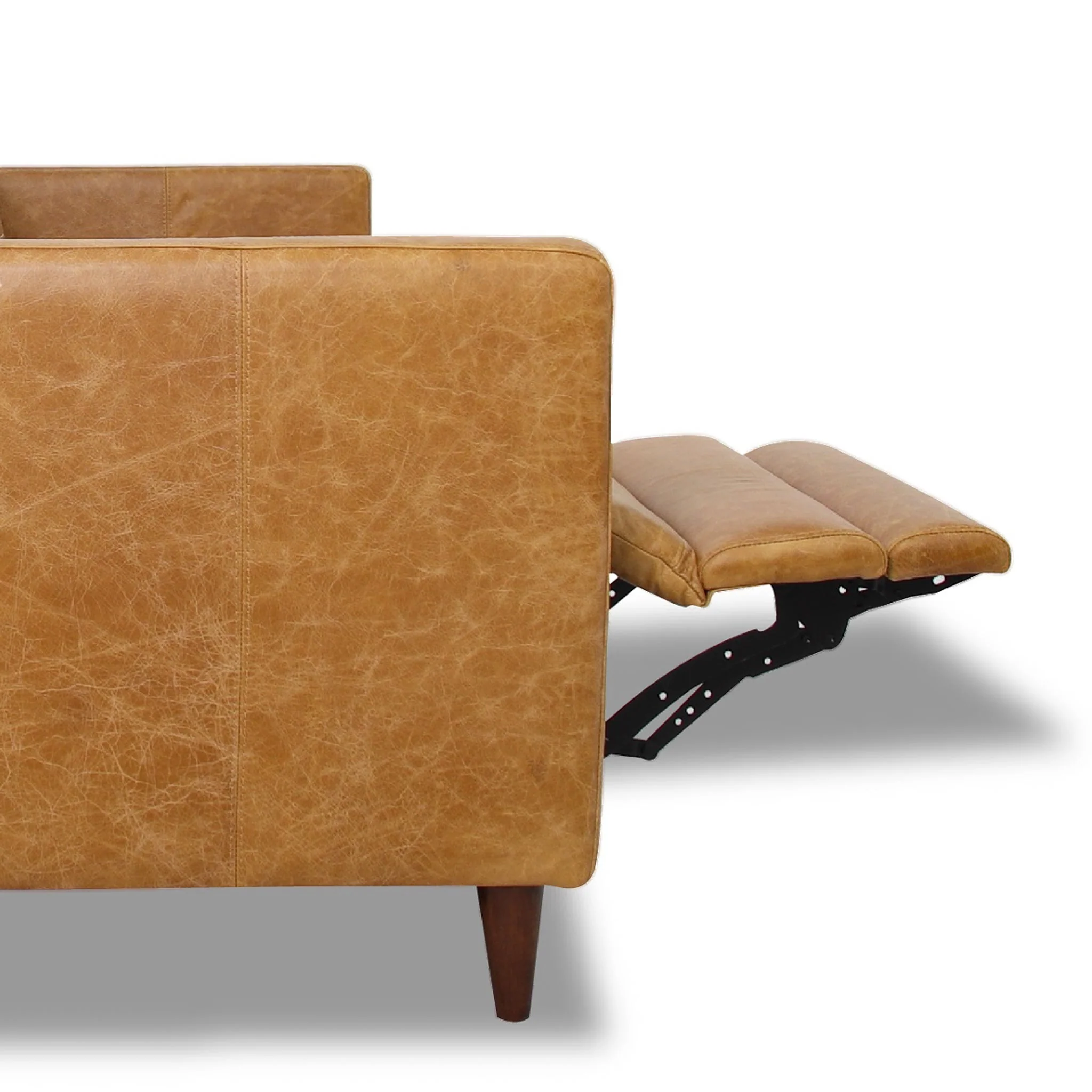 Christopher Tan Leather Electric Inclining Sofa Left Facing - Image 4