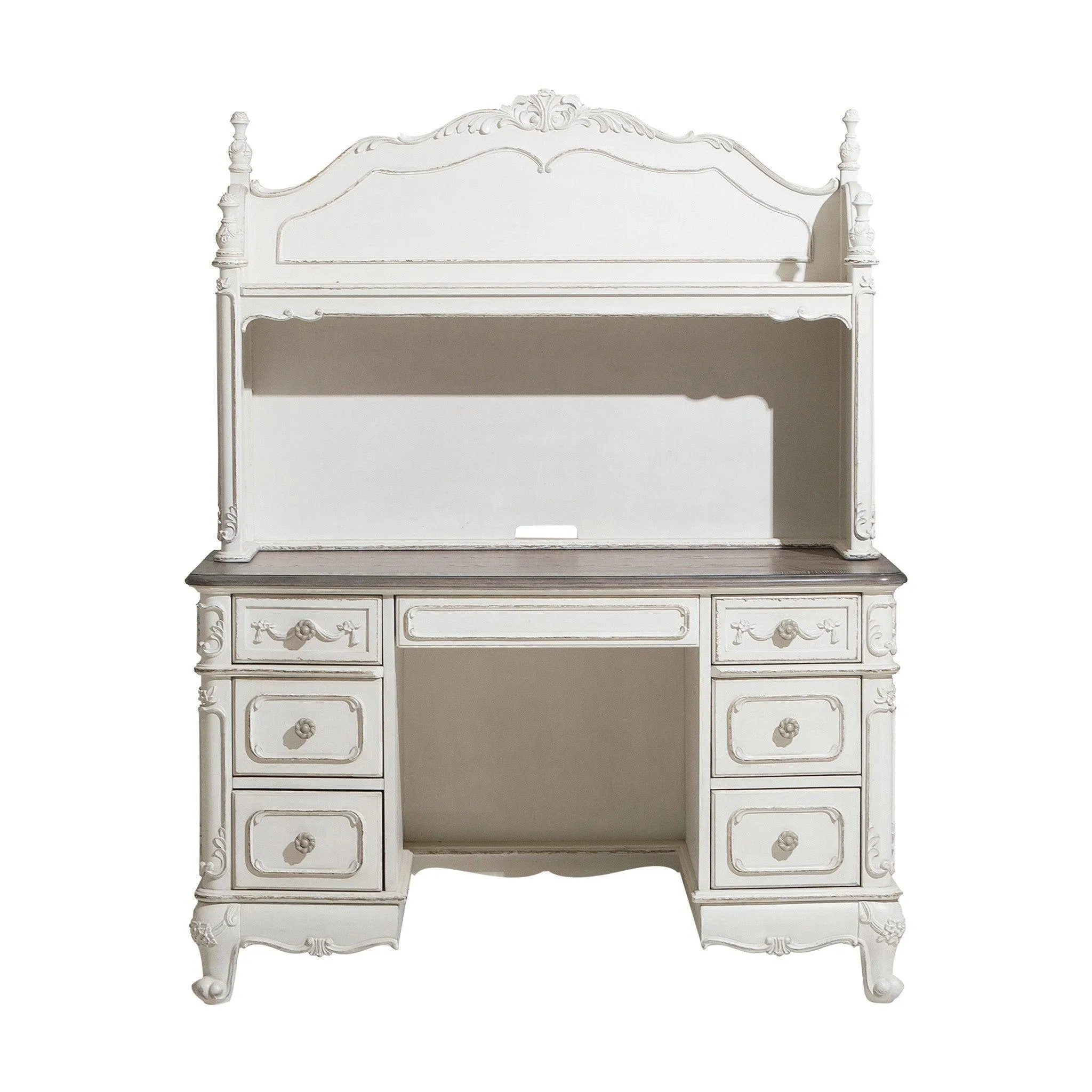 Cinderella Antique White Writing Desk with Hutch - Image 5