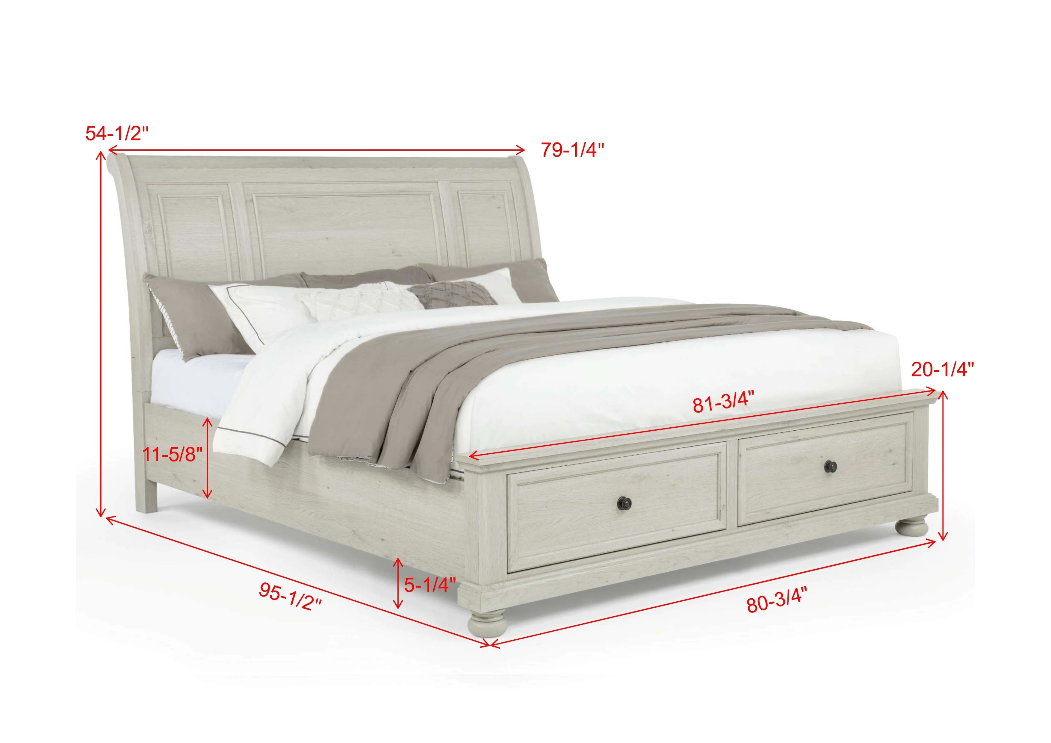 Claribelle White King Storage Sleigh Bed - Image 4