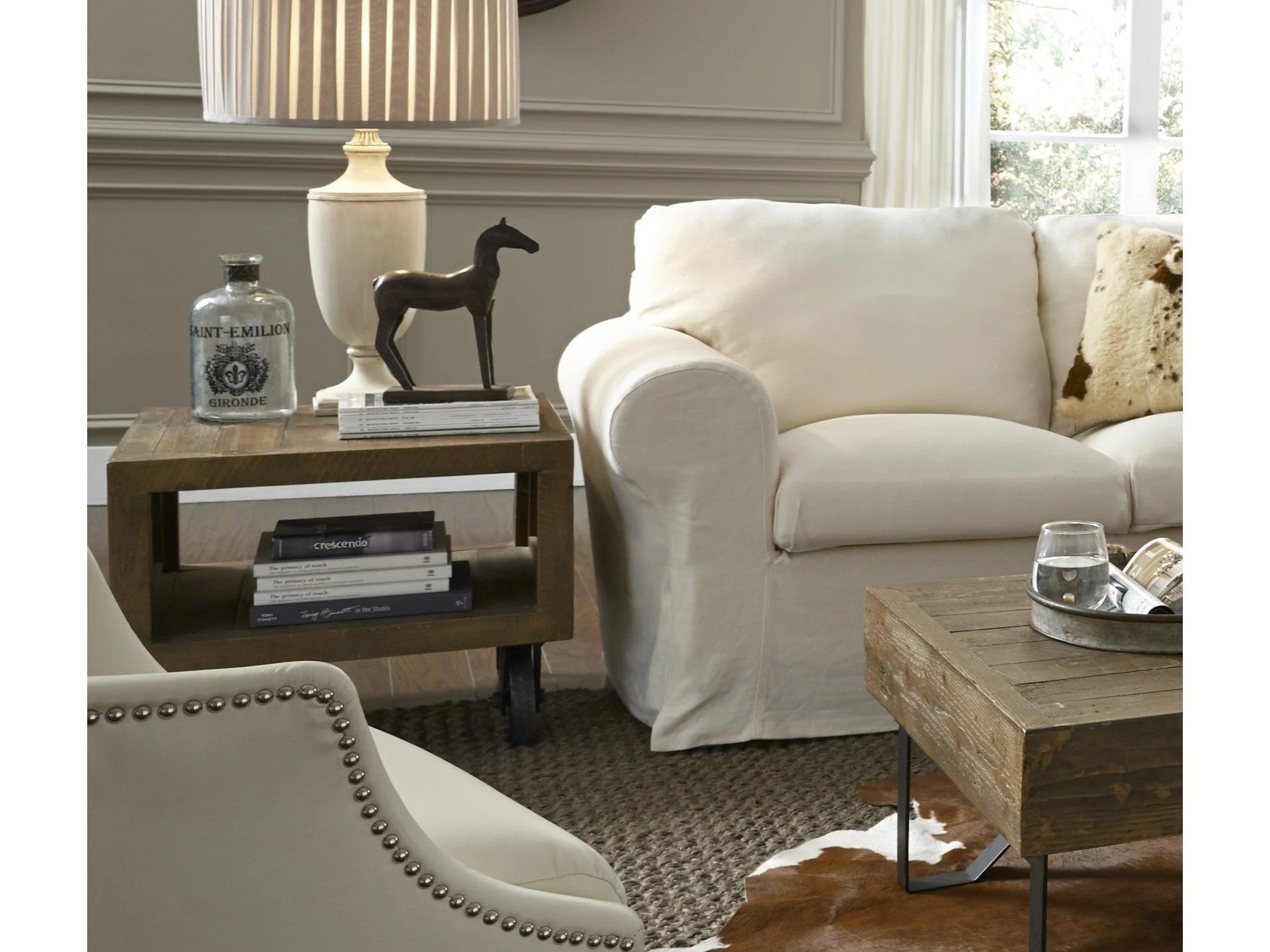 Coalburn Reclaimed Wood Square Side Table in Russett Brown