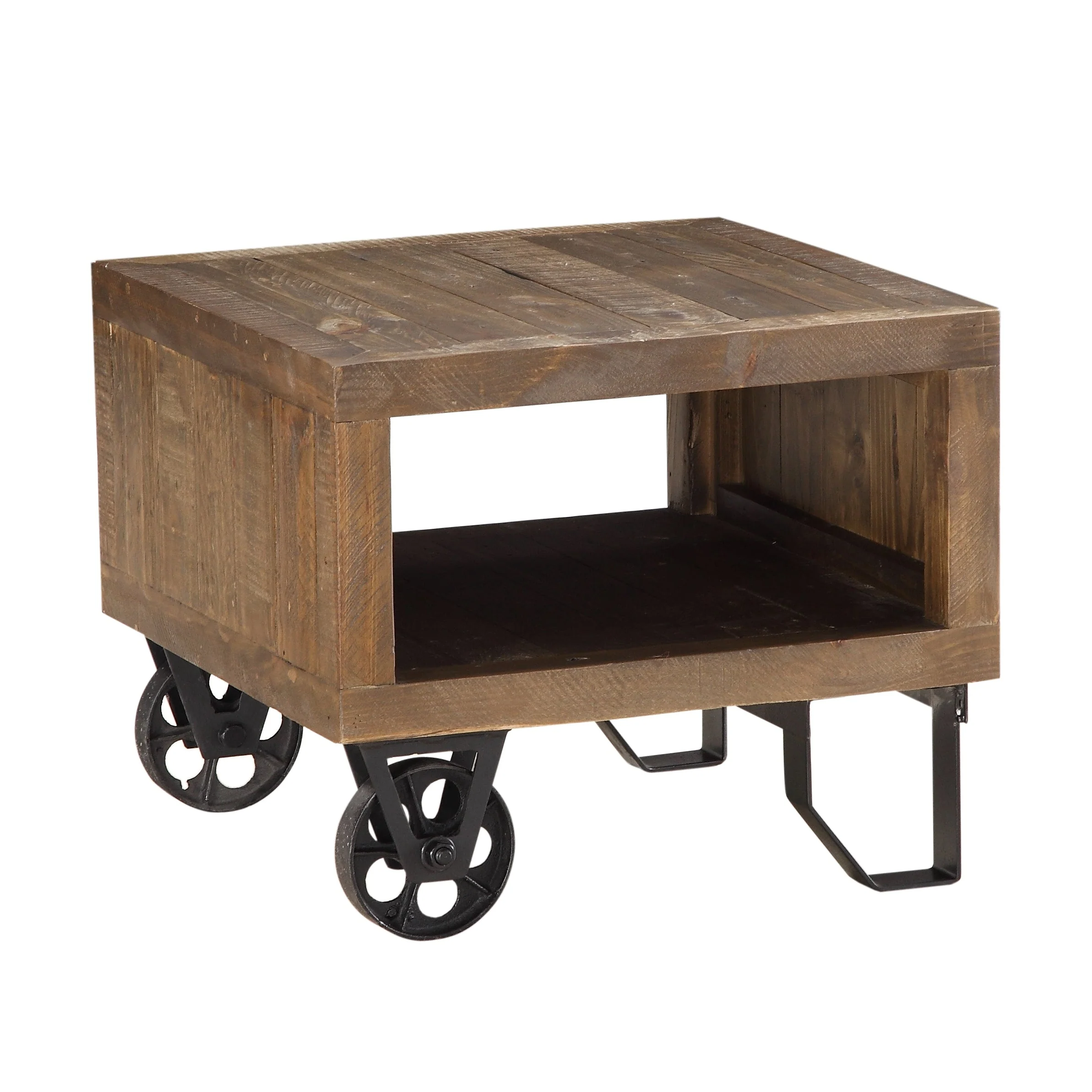 Coalburn Reclaimed Wood Square Side Table in Russett Brown - Image 2