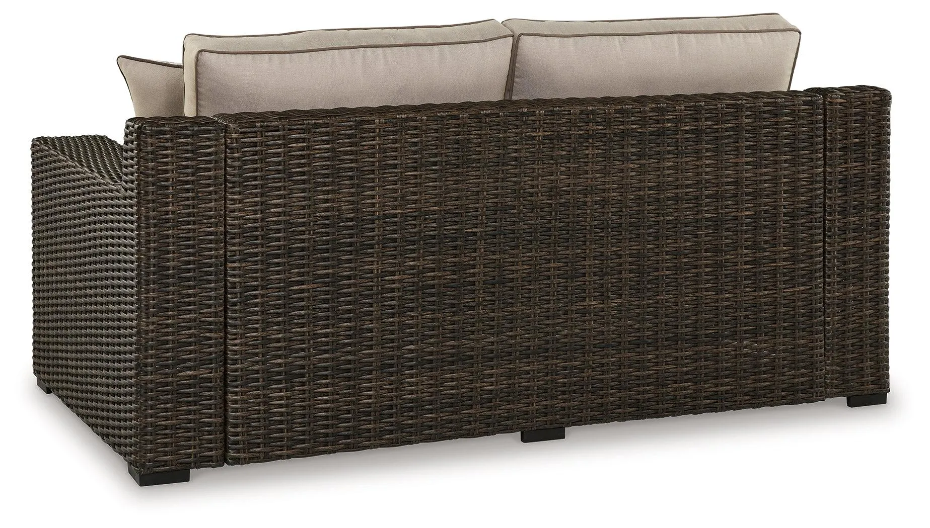 Coastline Bay Brown Outdoor Loveseat with Cushion - Image 5