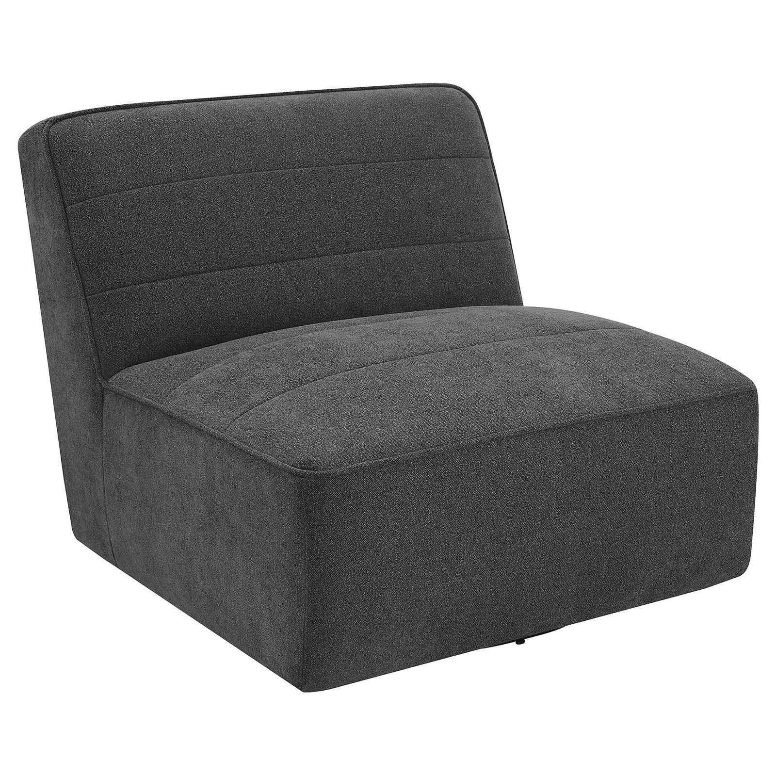 Cobie Dark Charcoal Upholstered Swivel Armless Chair - Image 12