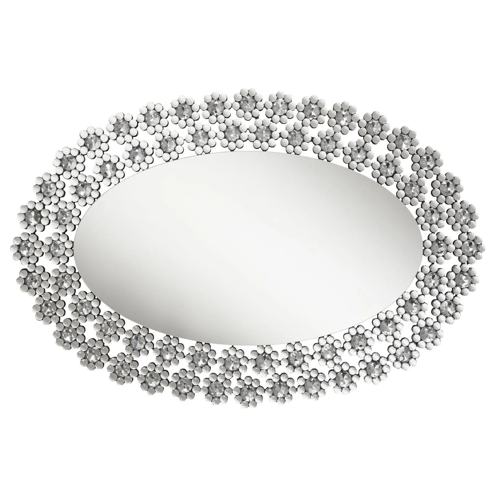 Colleen Oval Wall Mirror with Faux Crystal Blossoms - Image 4