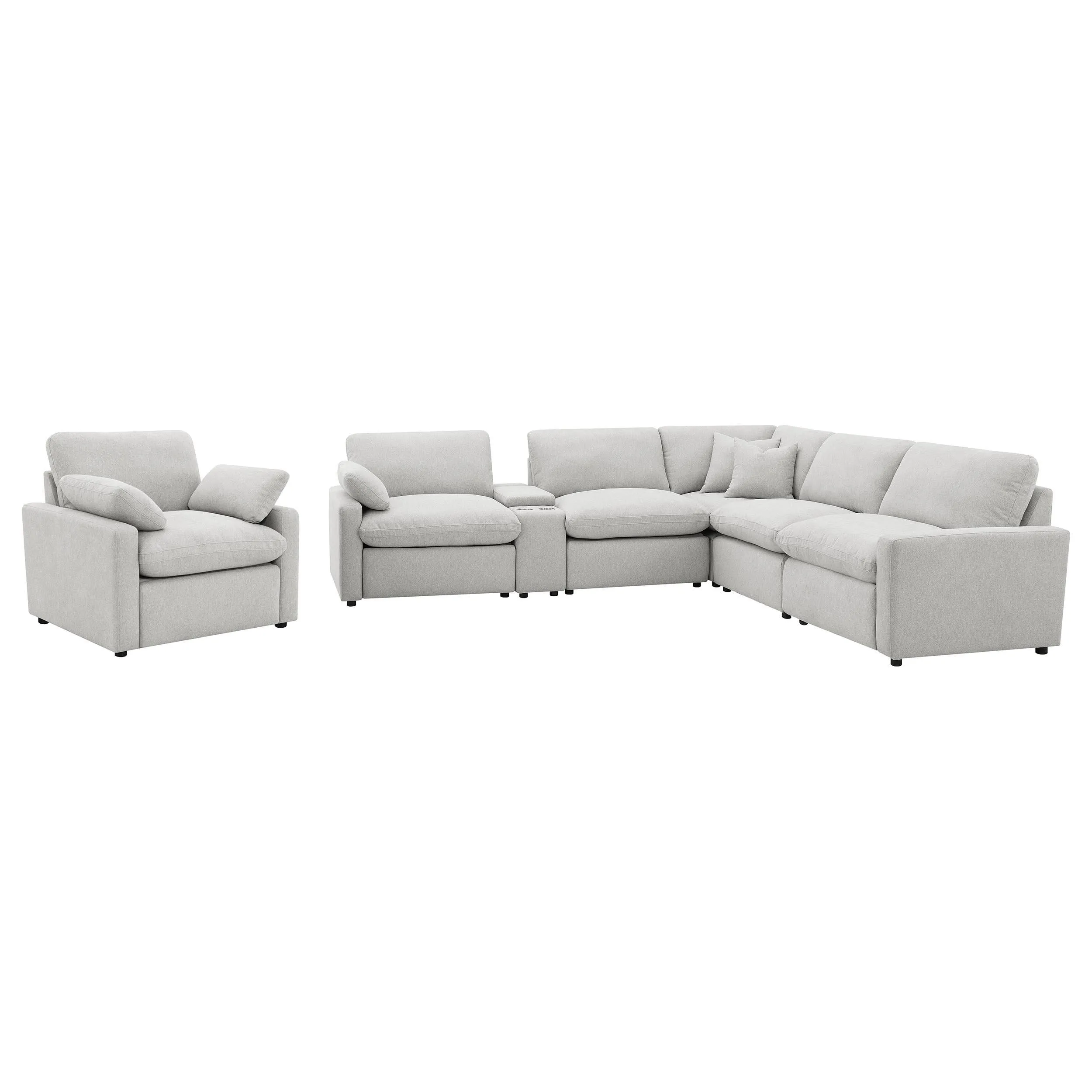 Collins Gray 6-Piece Modular Power Reclining Sectional - Image 6