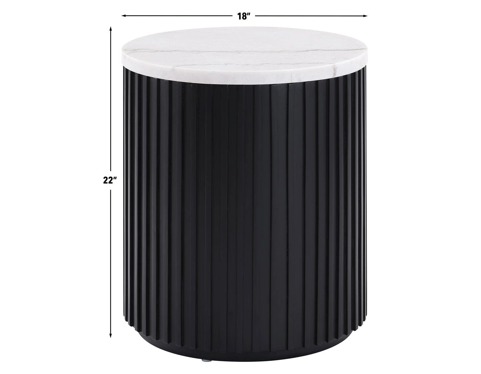 Colvin 18″ Round White Marble Top End Table, Black Finish - Image 7