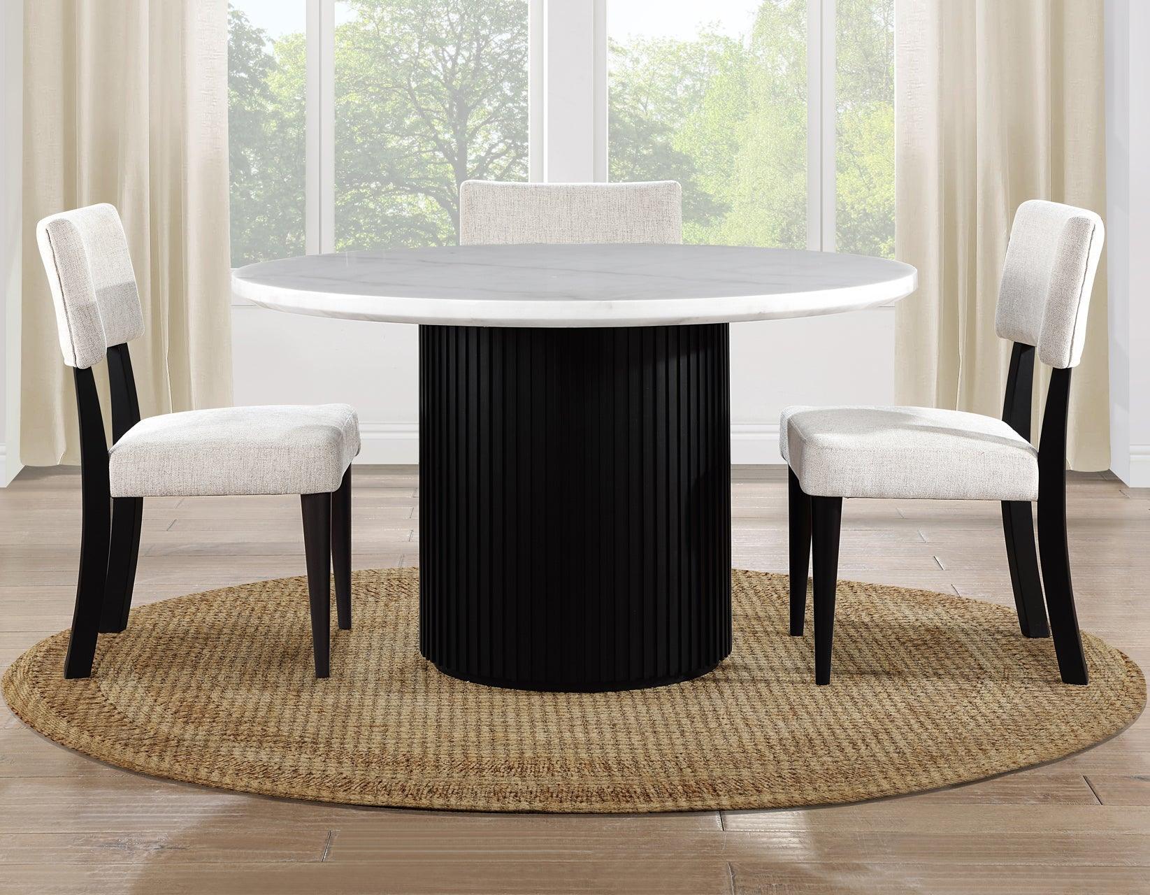 Colvin 52″ Round White Marble Dining Table, Black Finish - Image 7