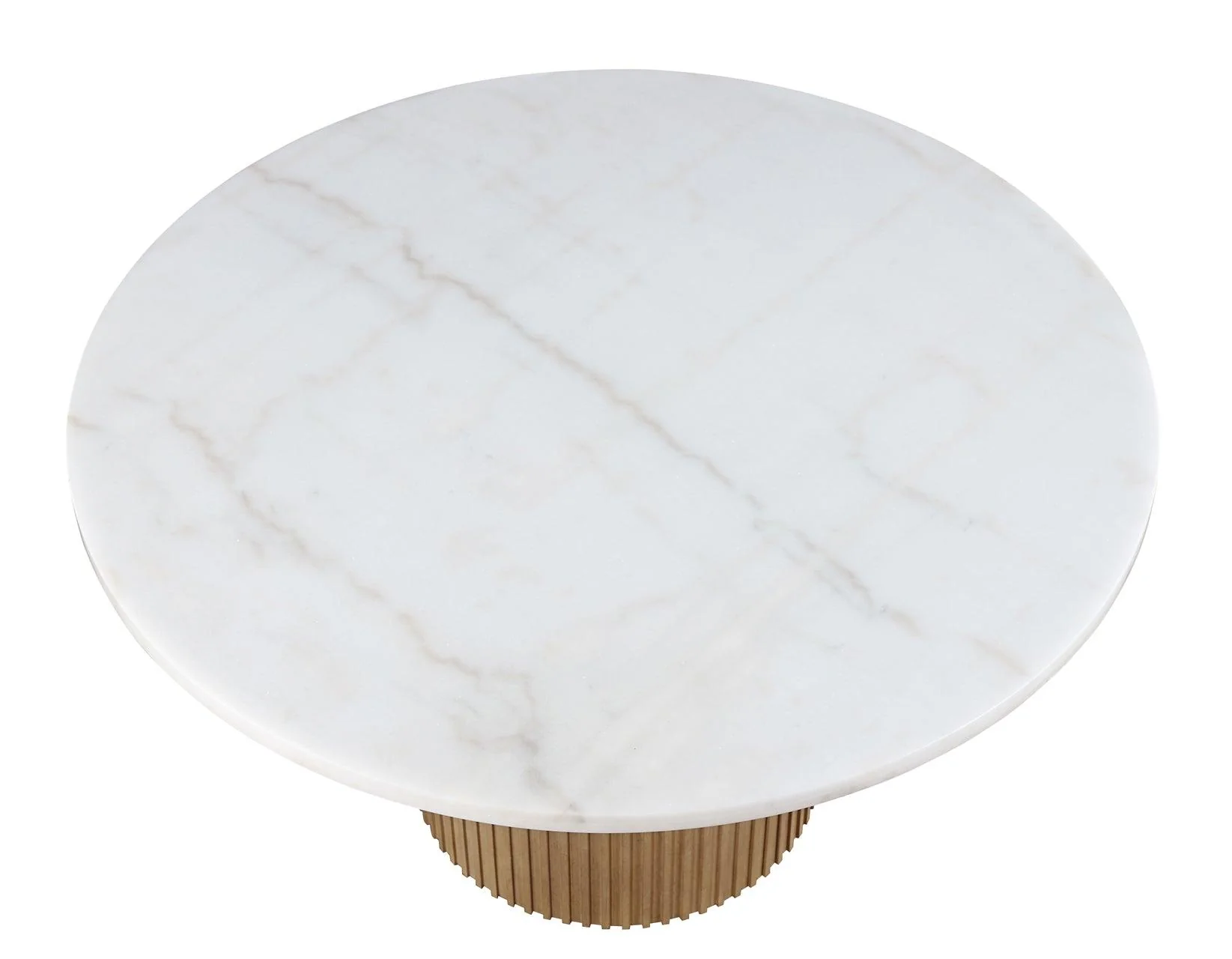 Colvin 52″ Round White Marble Table, Toffee Finish - Image 4