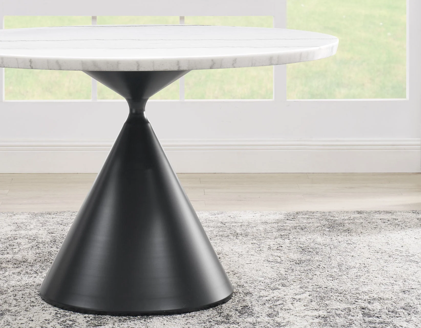 Conrad Black/White Round Marble Top Dining Room Set - Image 4