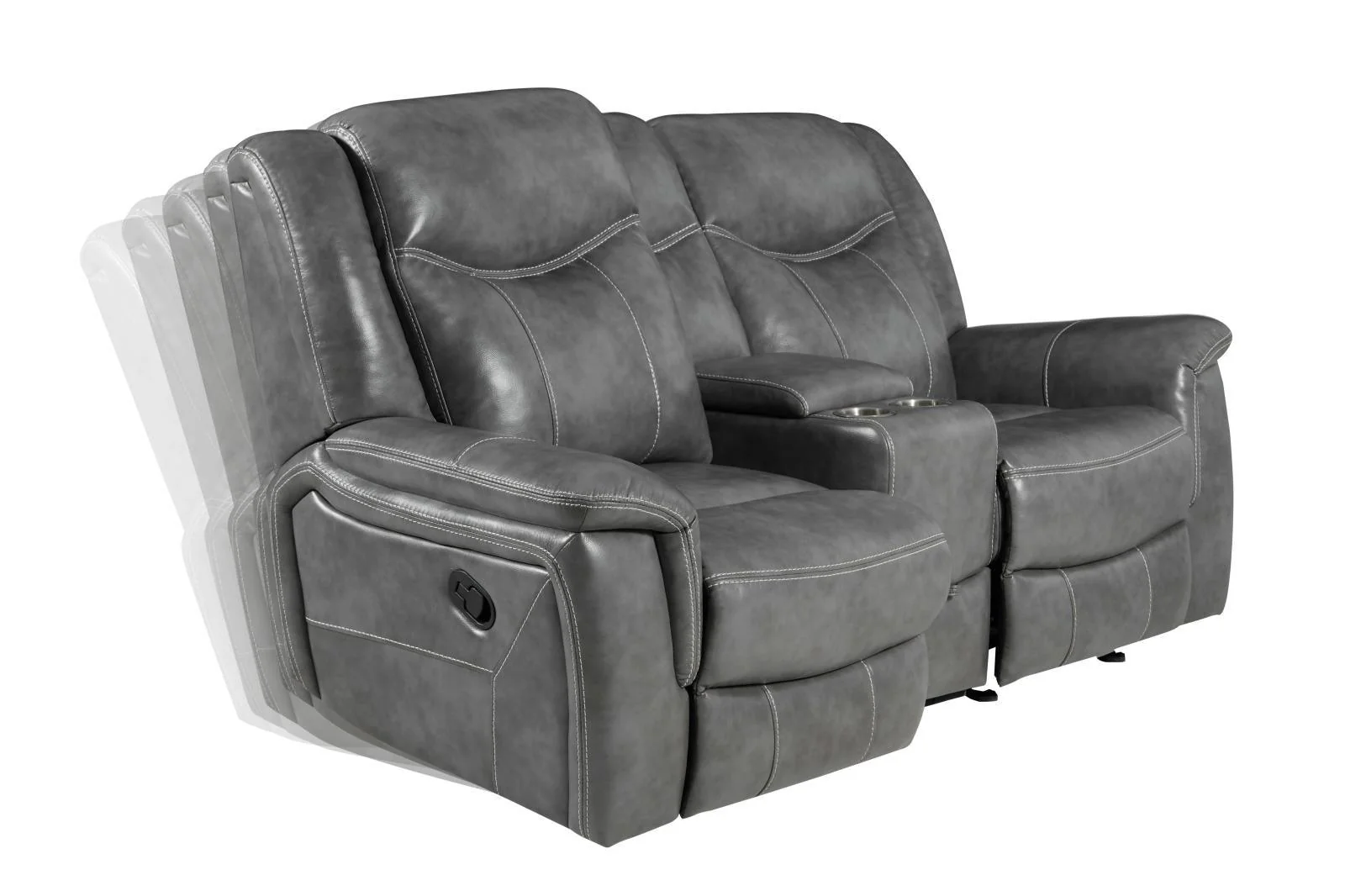 Conrad Gray Upholstered Motion Loveseat Cool - Image 3