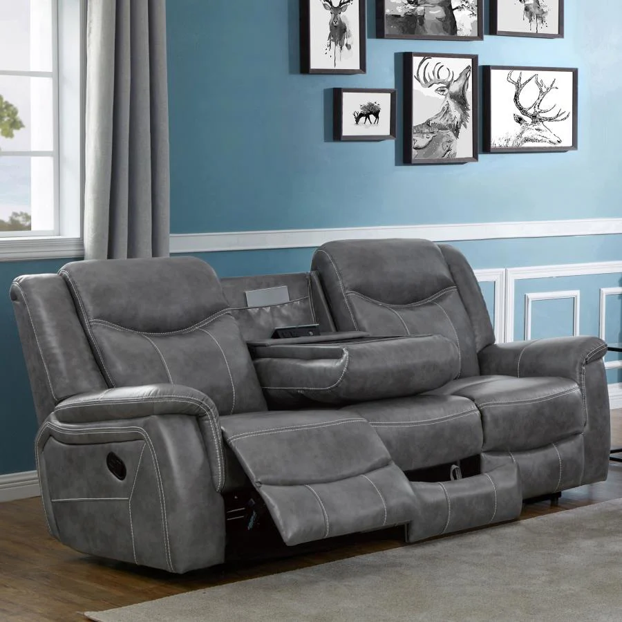 Conrad Gray Upholstered Motion Sofa Cool - Image 2