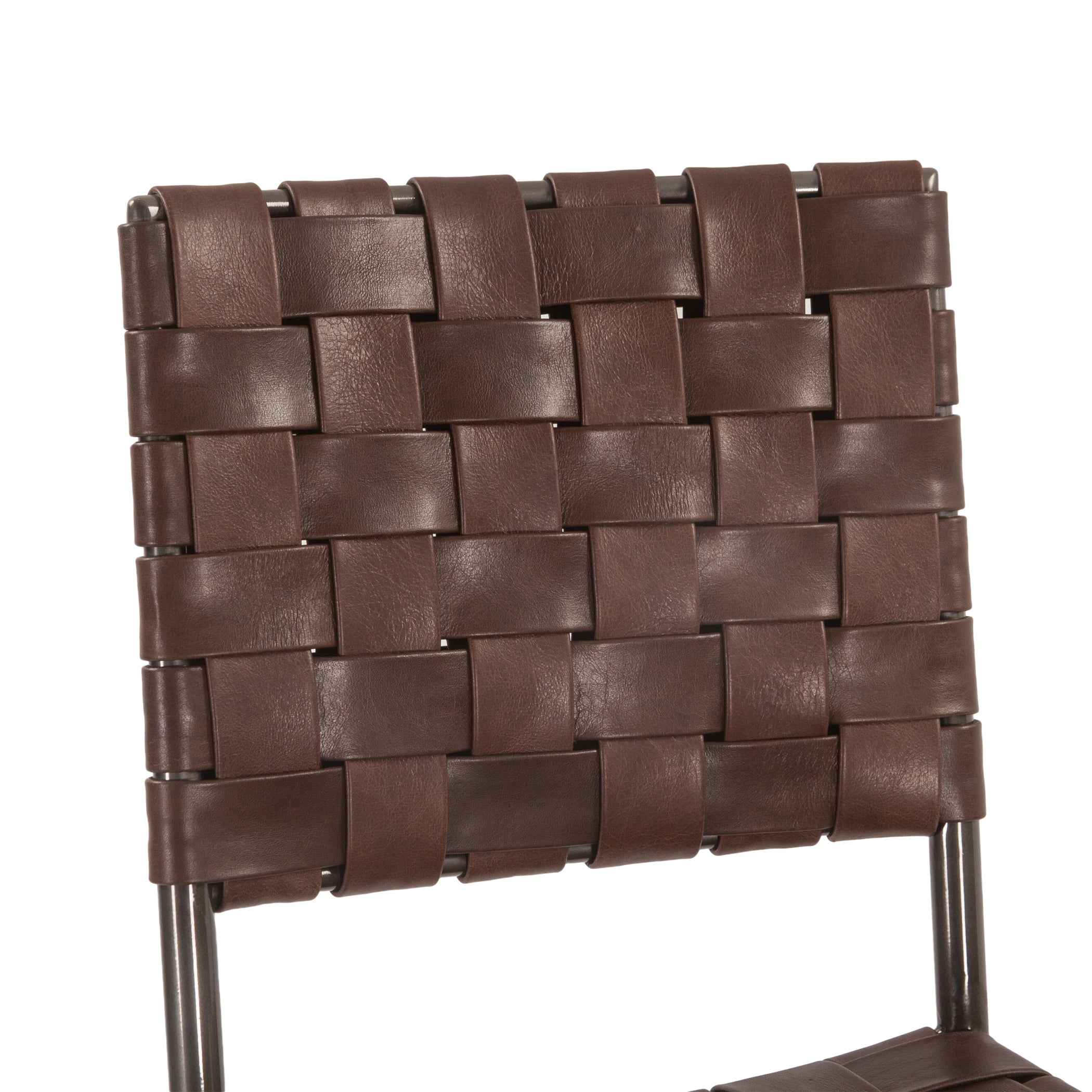 Copenhagen 17" Bar Chair in Brown Buffalo Leather and Iron - Image 7