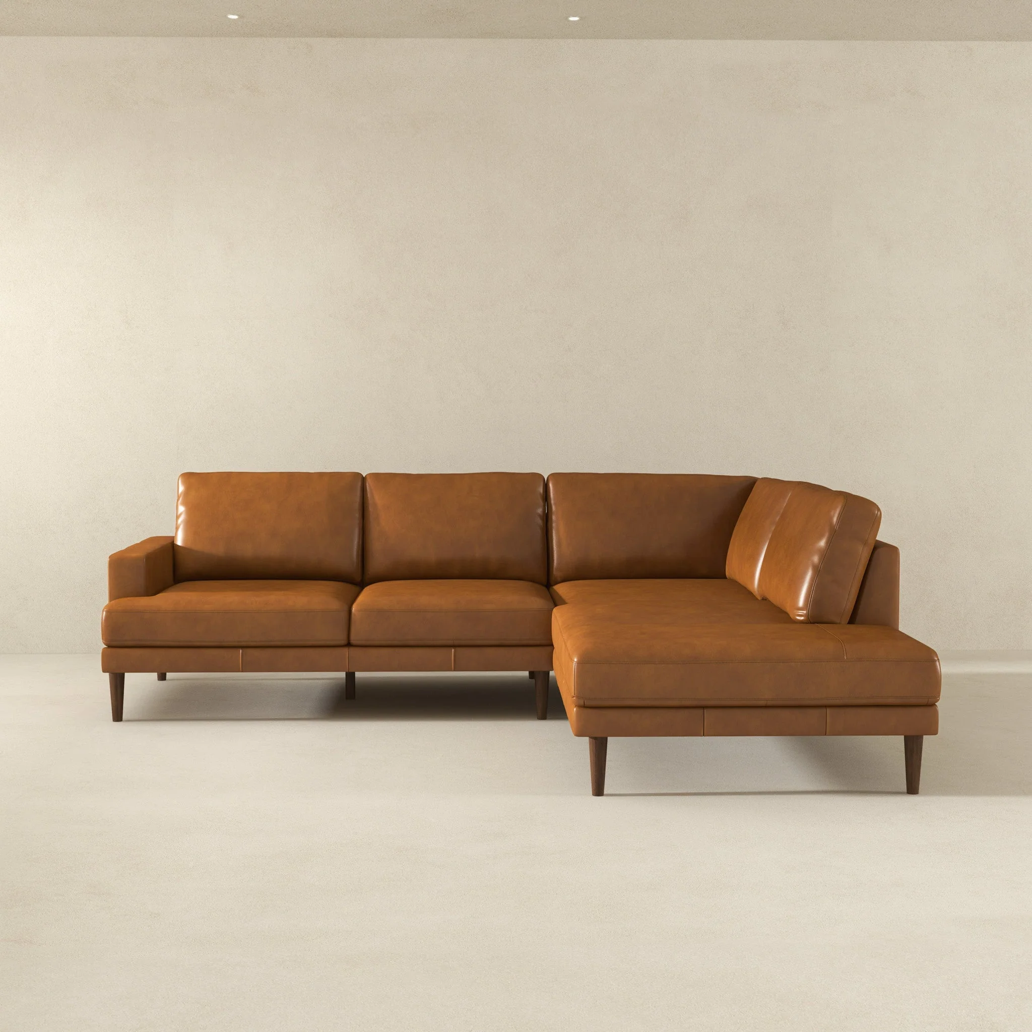Corbin Right-Facing Tan Leather Sectional Sofa - Image 4