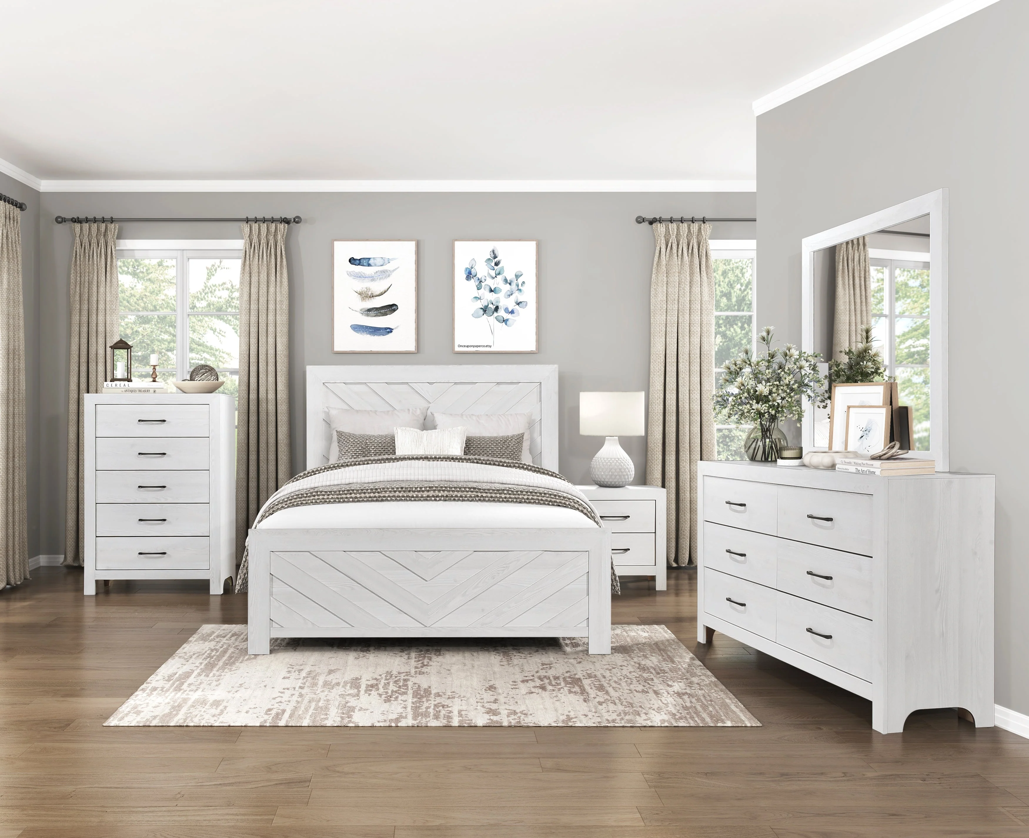Corbin White Crossbuck Full Panel Bed - Image 8