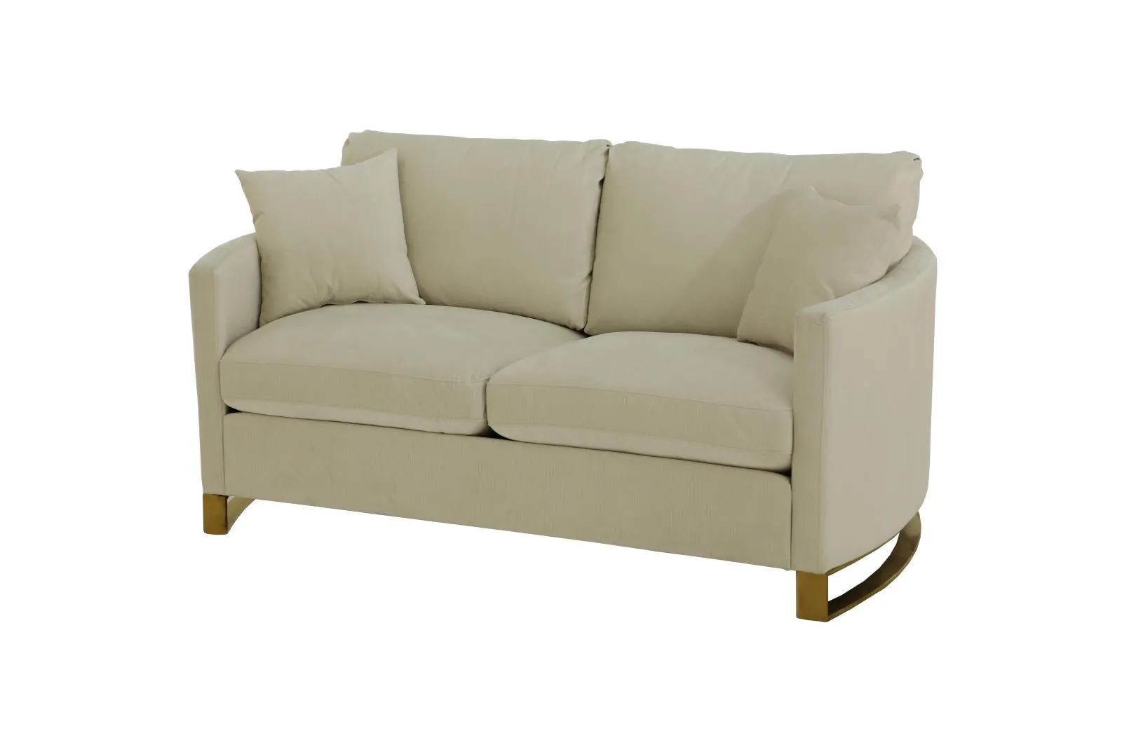 Corliss Beige Upholstered Arched Arms Loveseat - Image 2